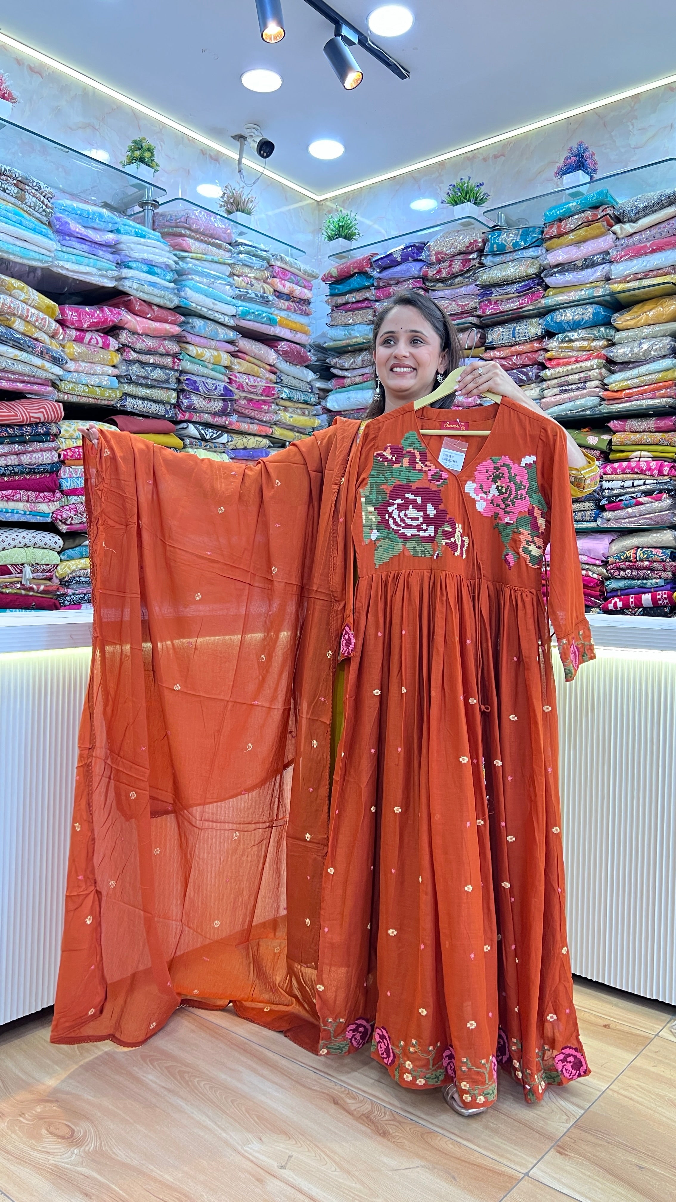 Mul cotton anarkali suit ( sh 77267 )