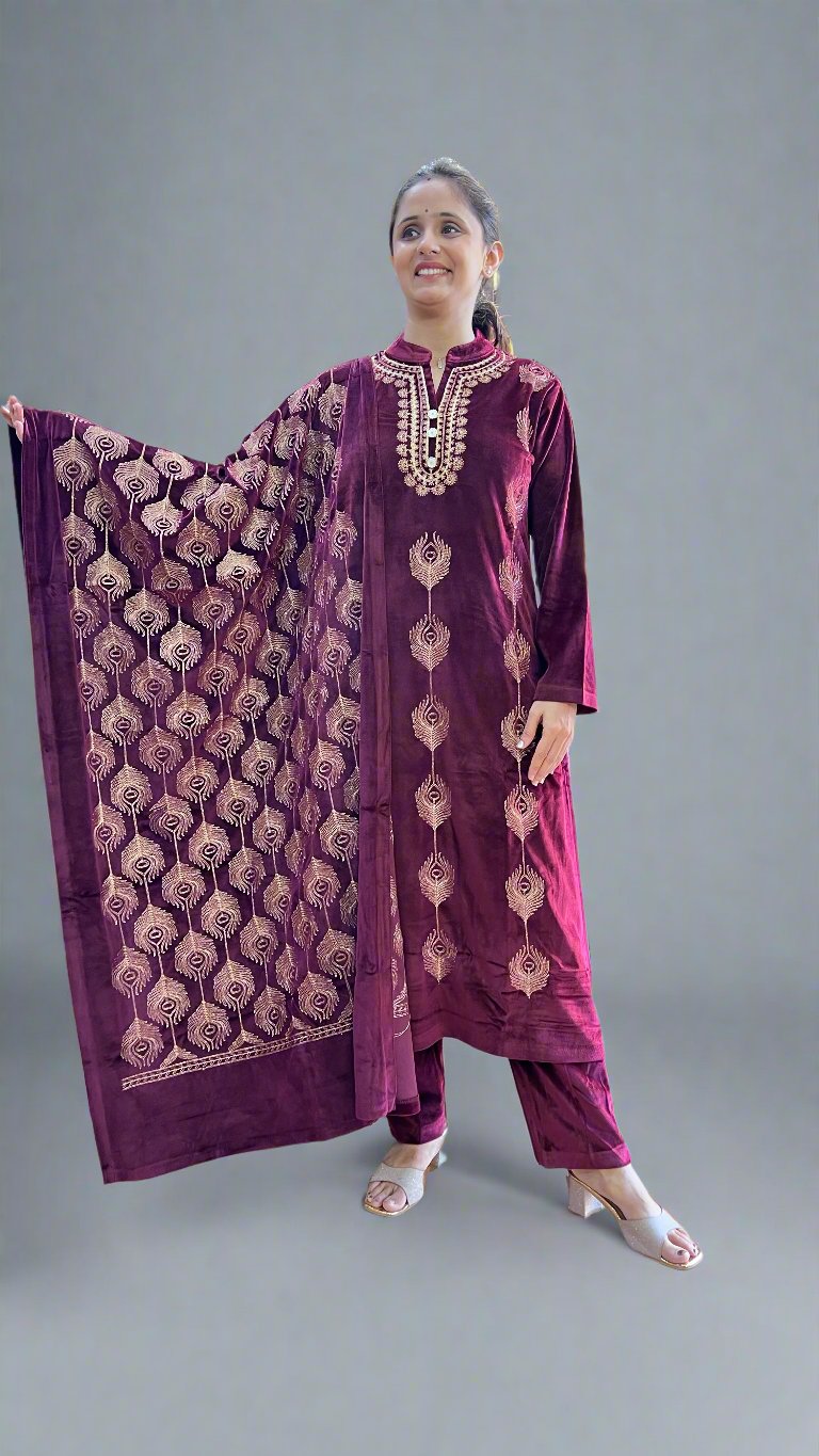 arayash embroidered velvet suit