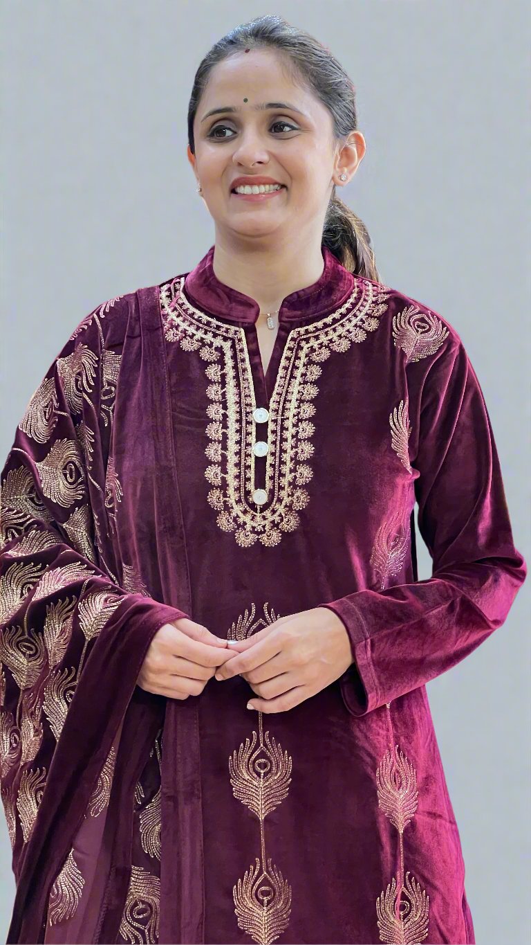 arayash embroidered velvet suit