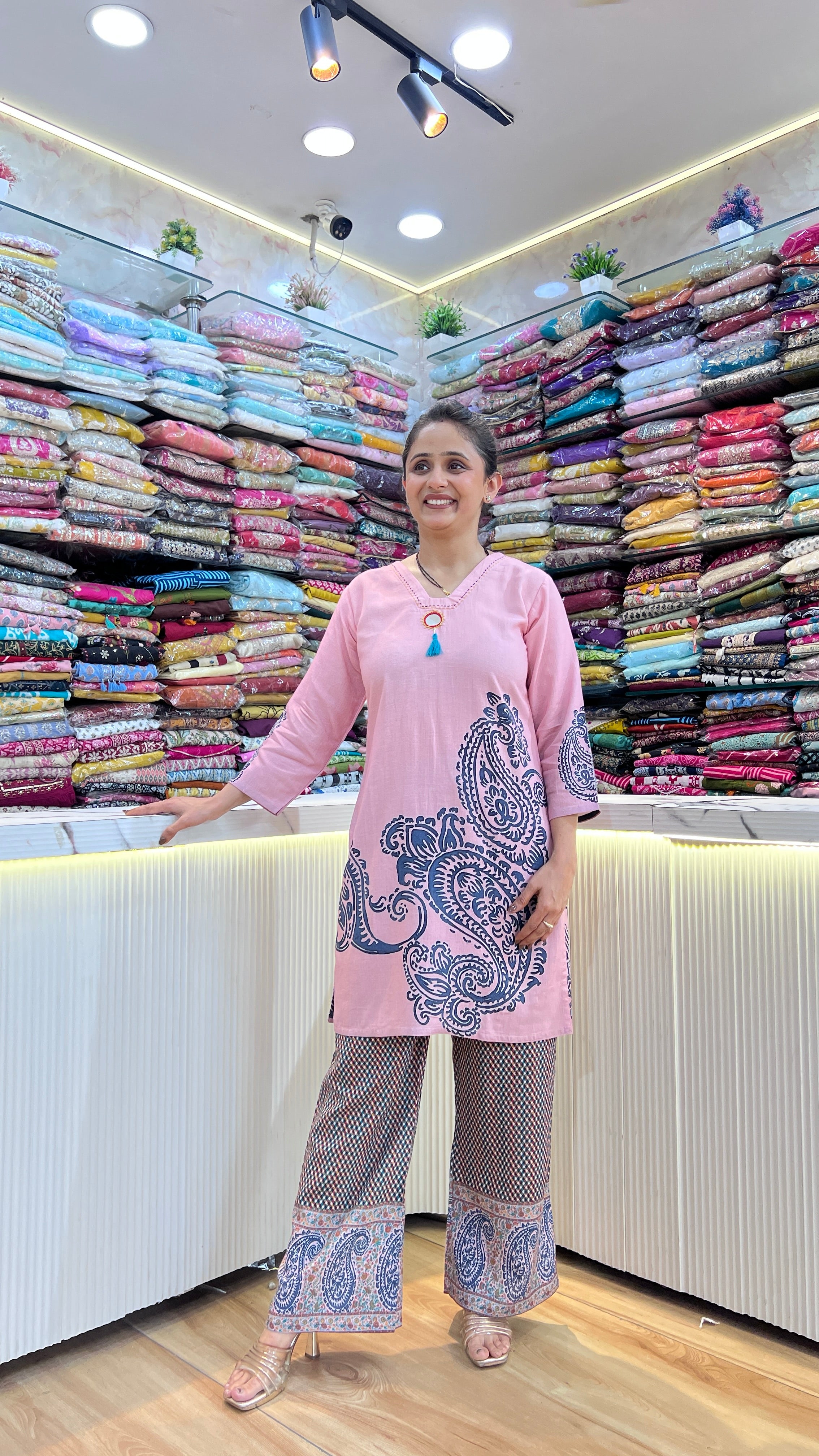 Slub viscose digital print cord set ( ym 59667 )