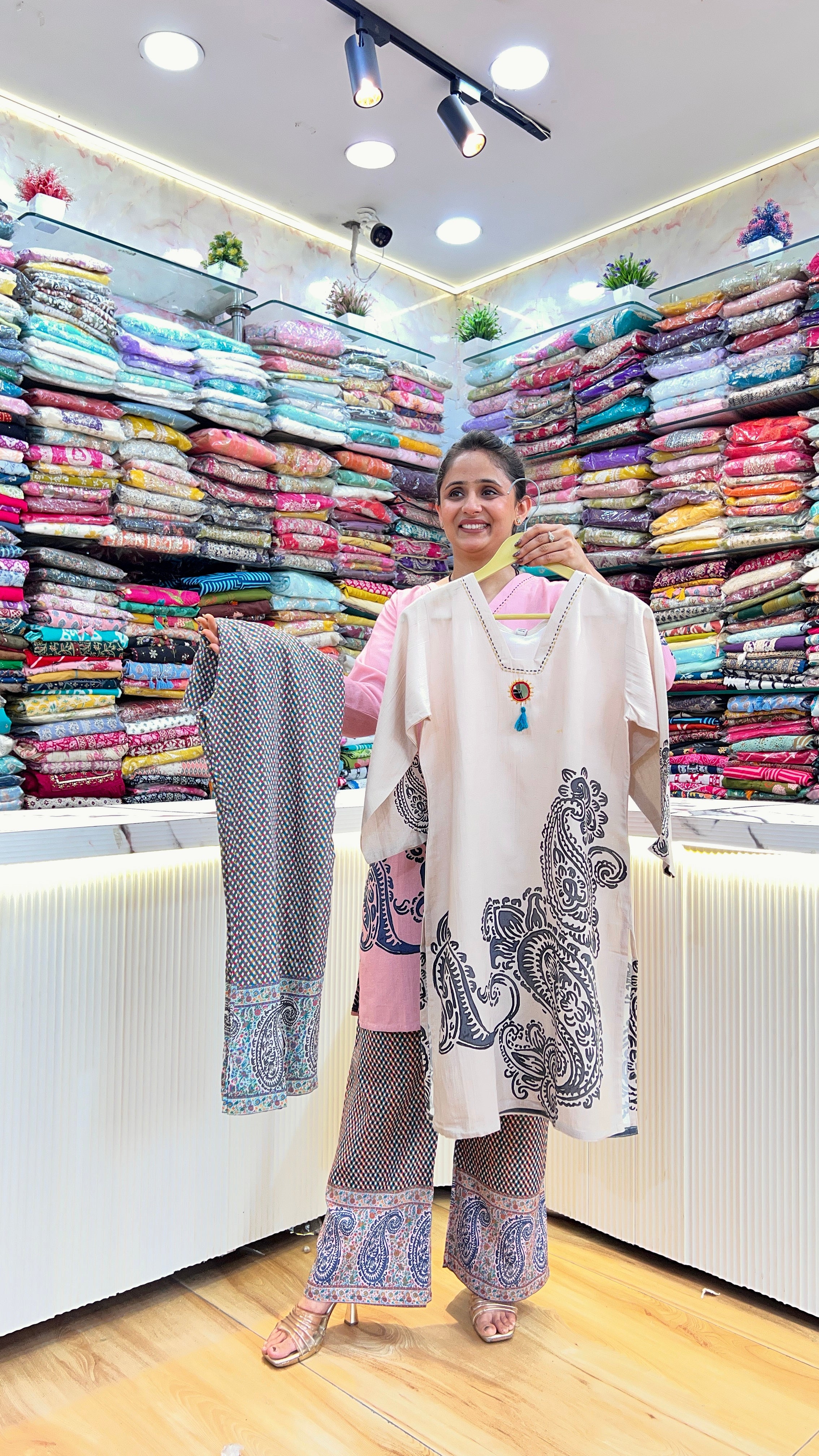 Slub viscose digital print cord set ( ym 59667 )