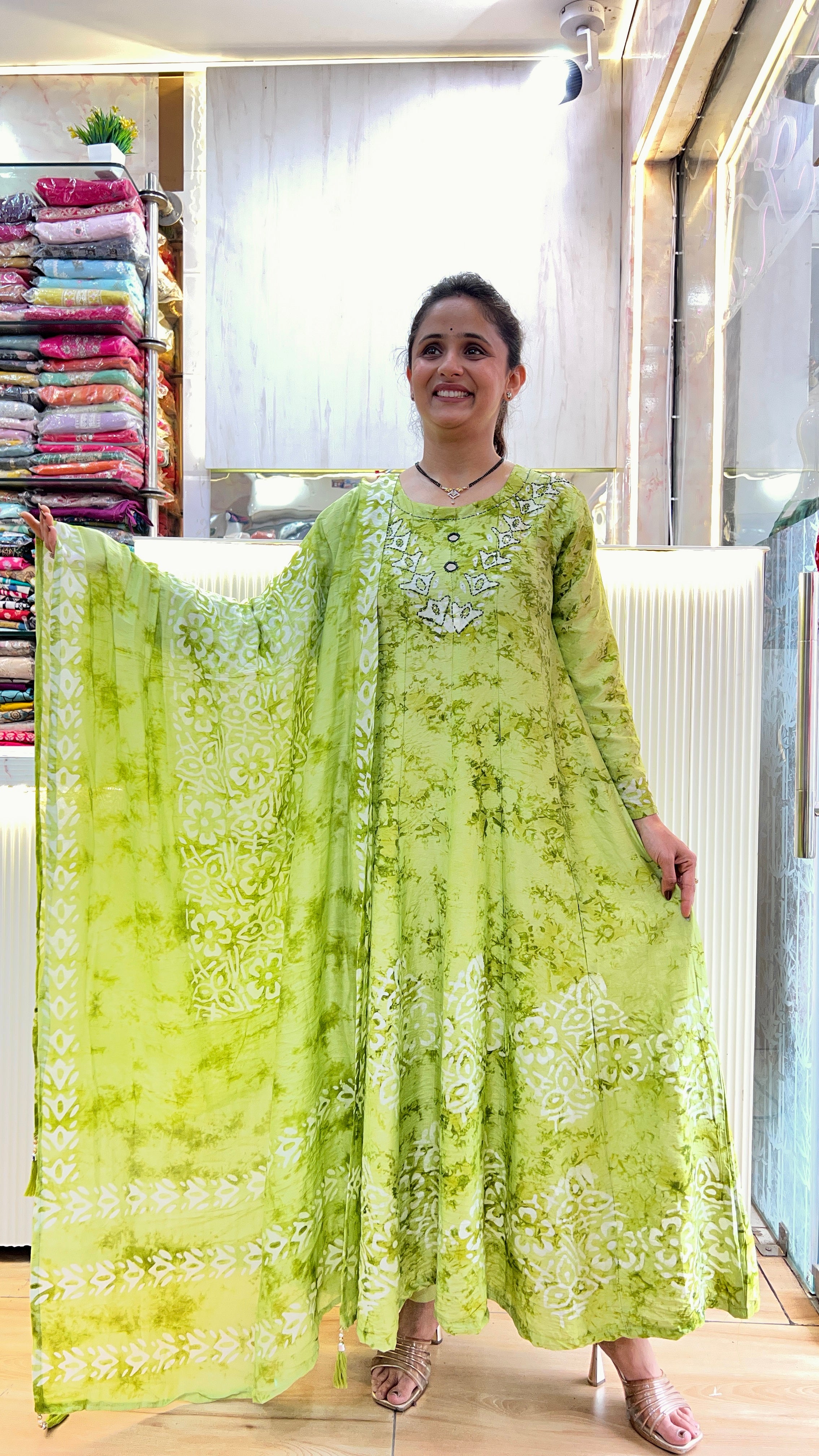 Cotton chanderi anarkali suit ( sdw 467 )