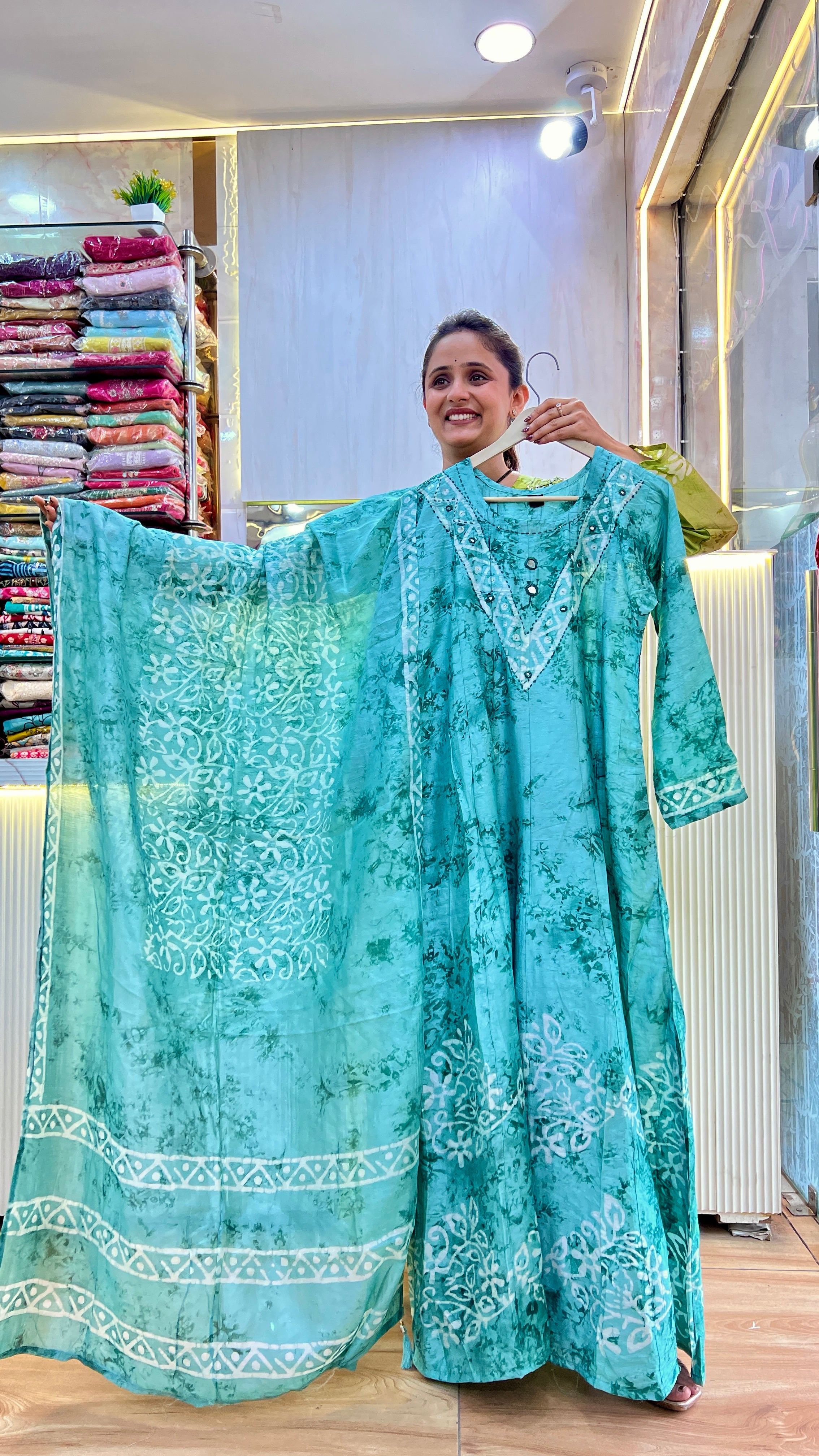 Cotton chanderi anarkali suit ( sdw 467 )