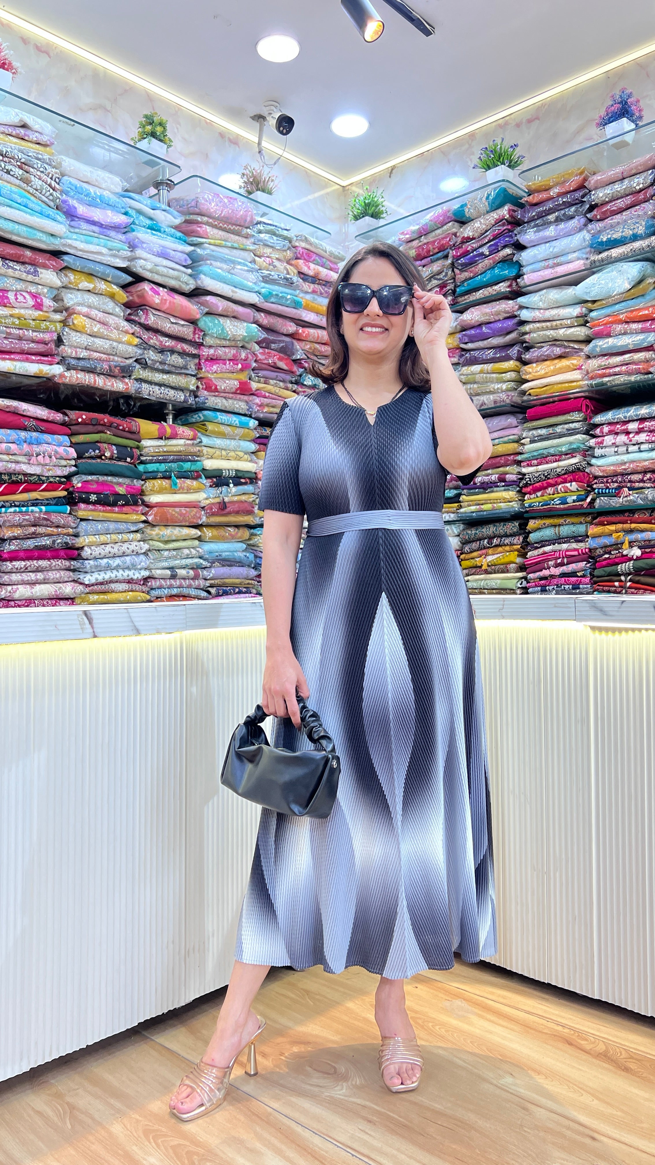 Imported Micro-Pleat Stretch Dress ( sut sw 667 )