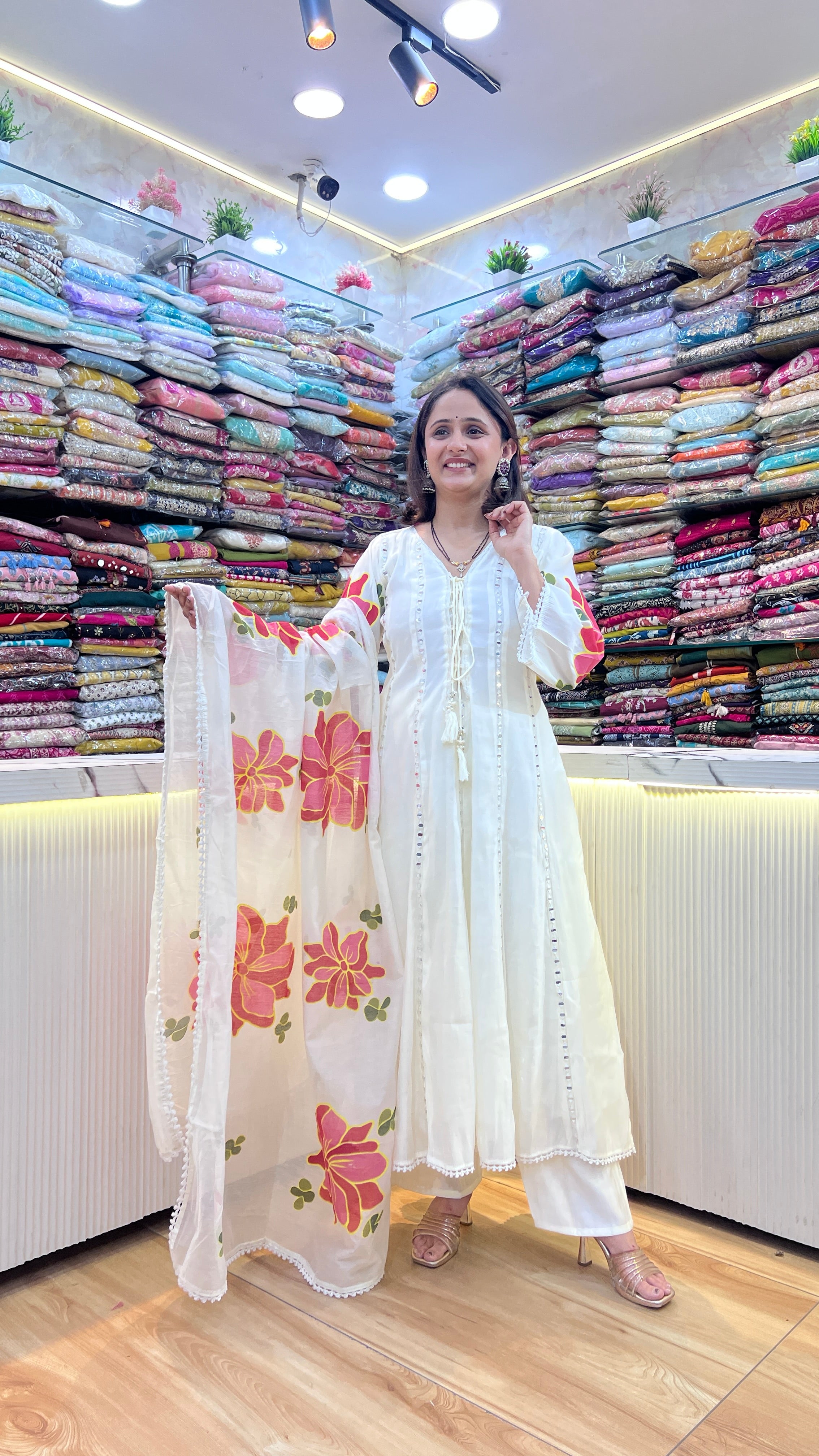 Mul chanderi anarkali suit ( sdw 567 )