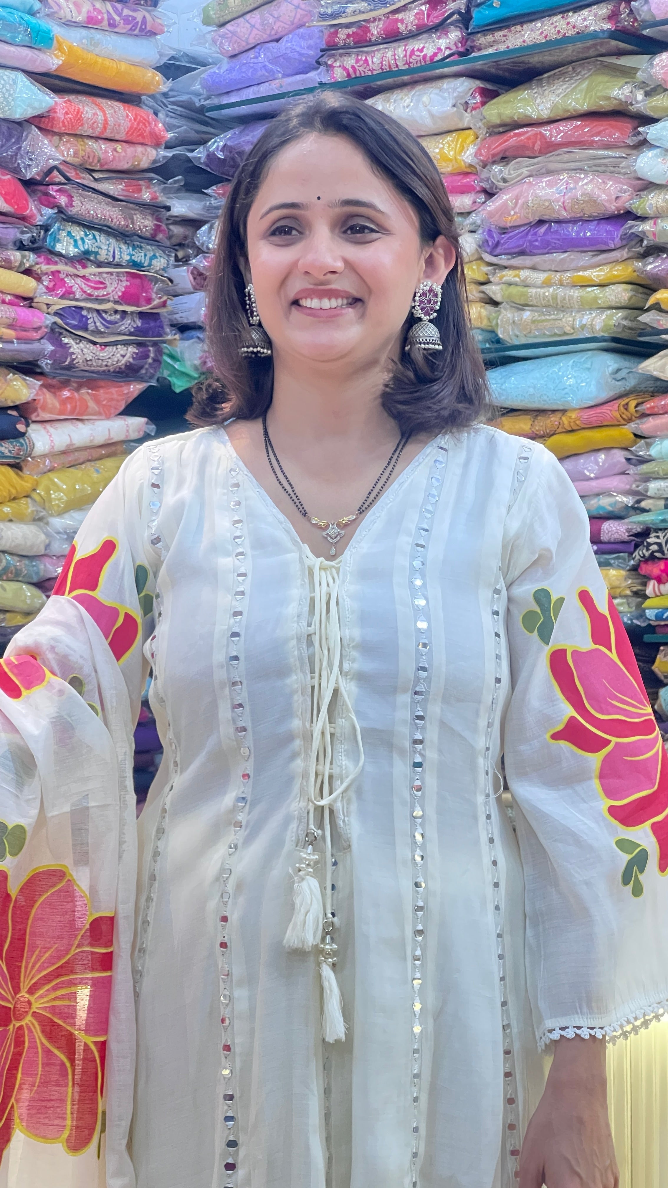 Mul chanderi anarkali suit ( sdw 567 )