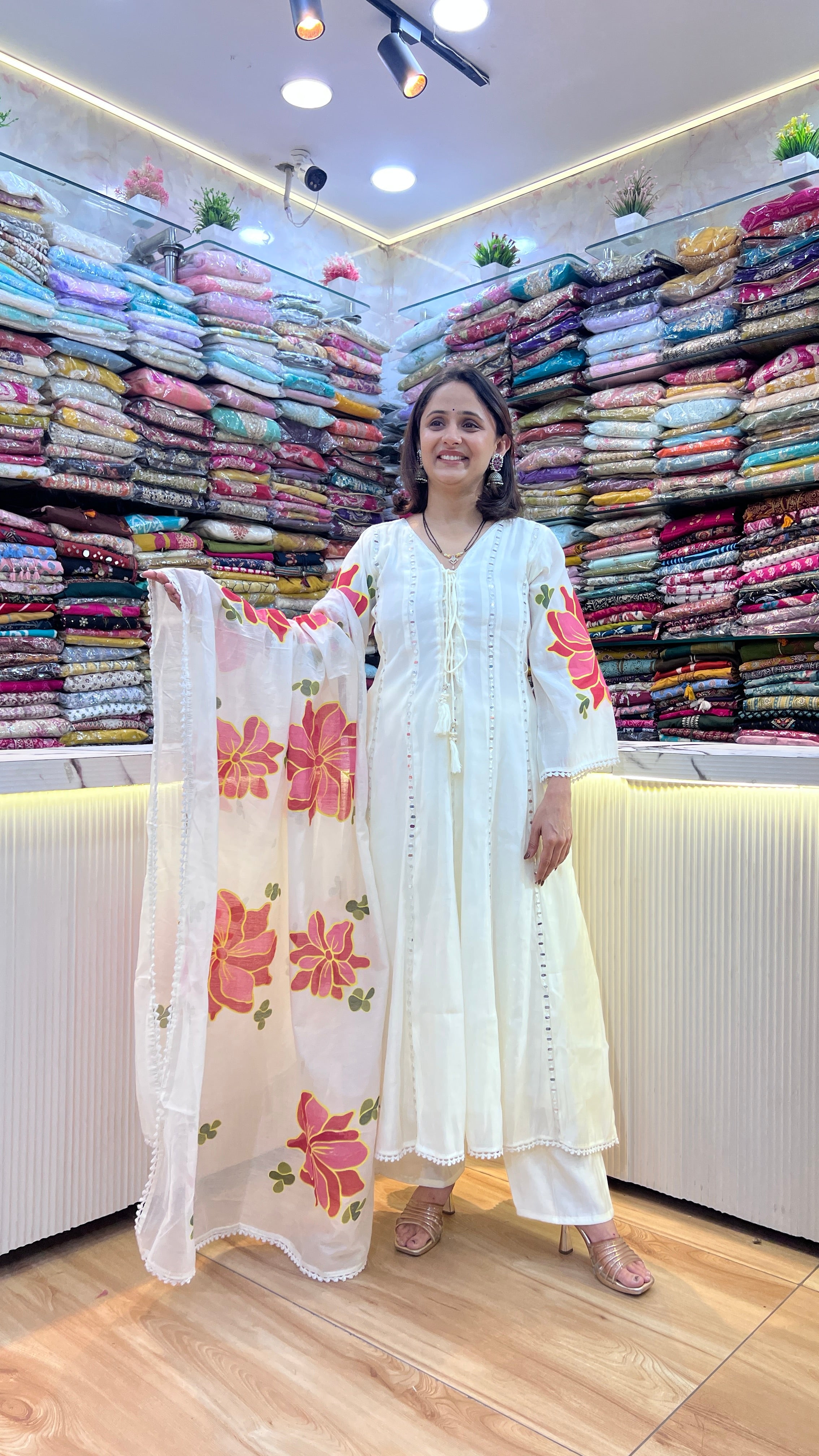 Mul chanderi anarkali suit ( sdw 567 )