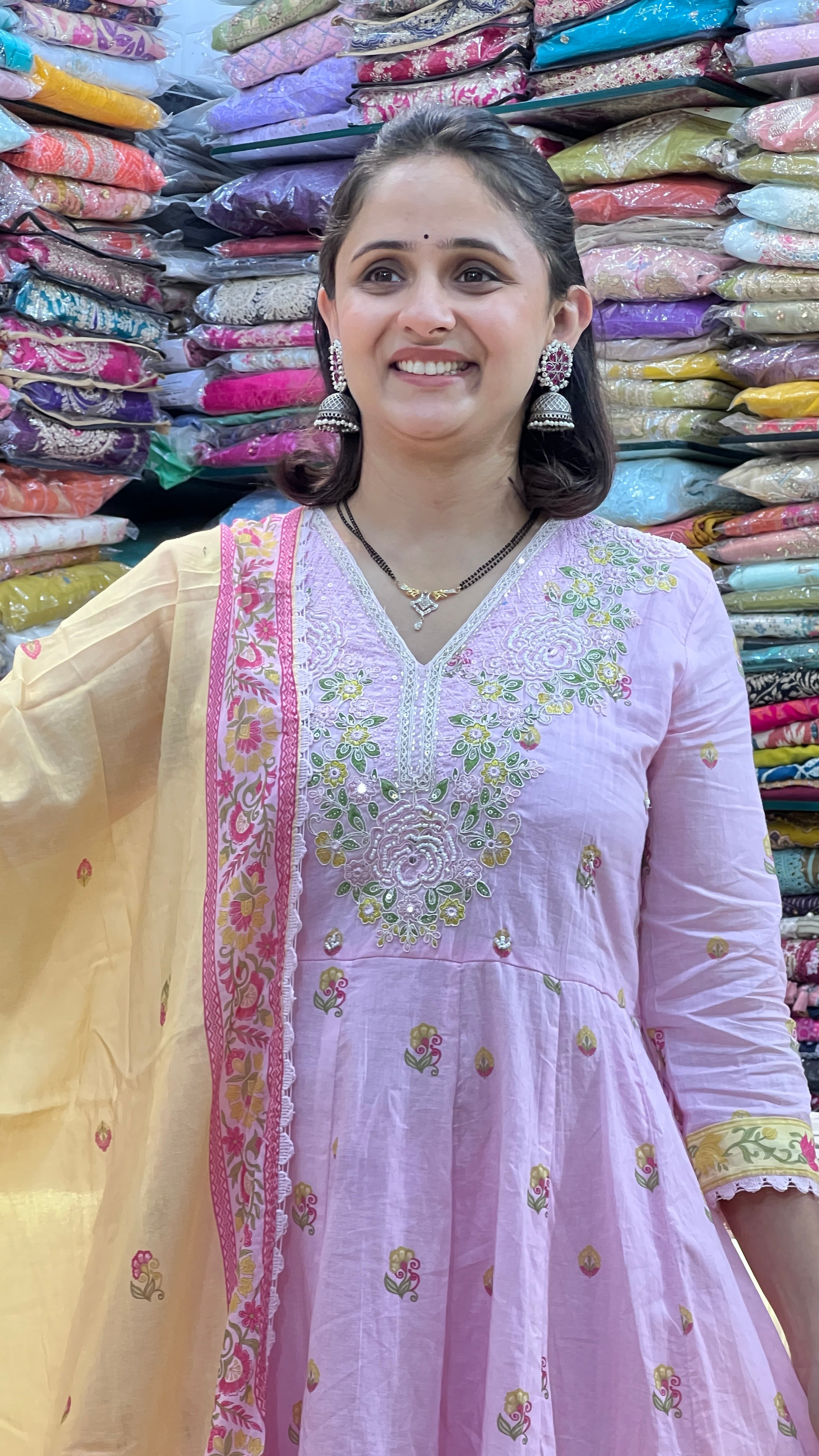 Mul cotton embroidered anarkali suit ( tj 24567 )