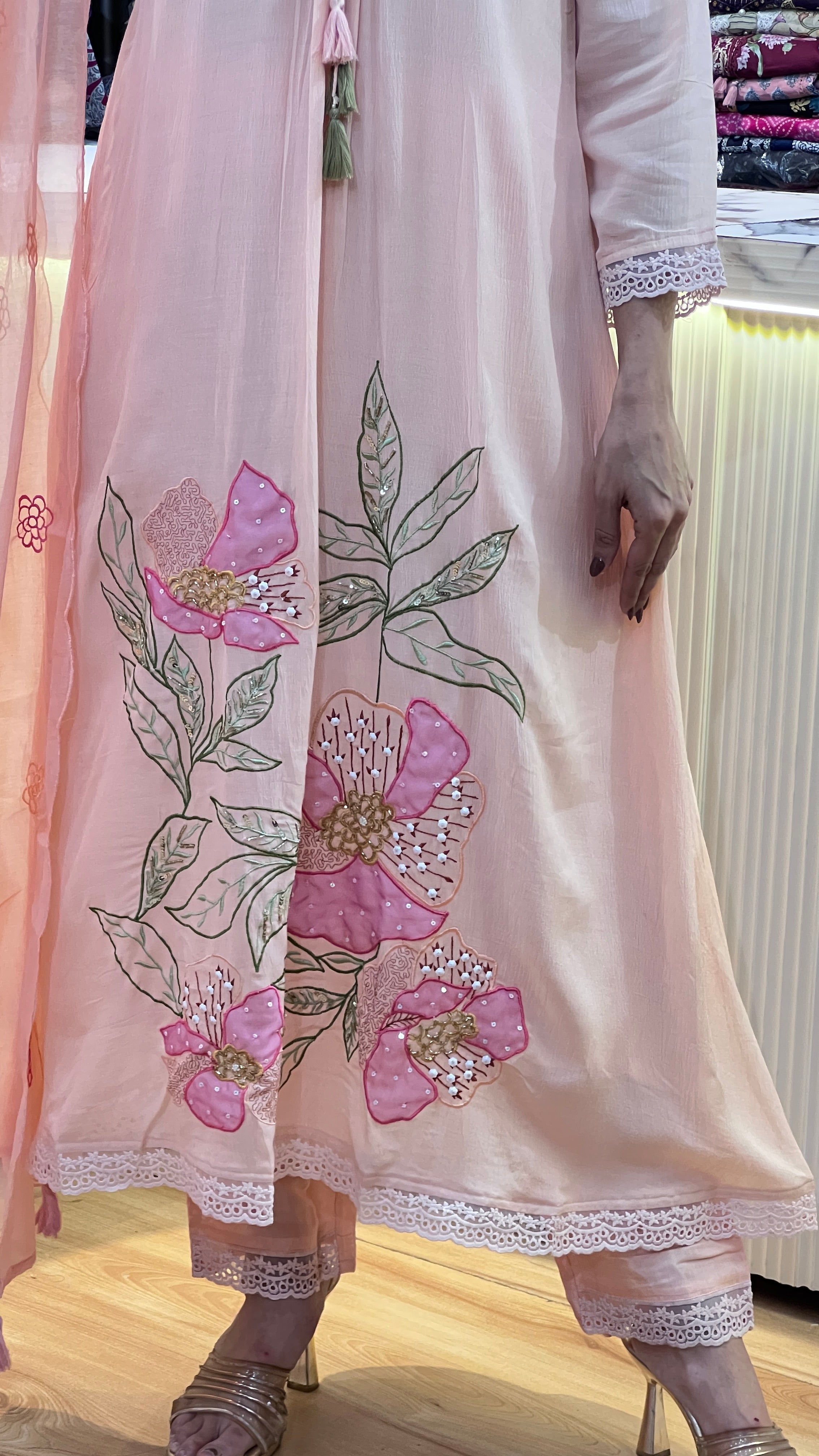 Pure chinon embroidered suit ( tj 24867 )