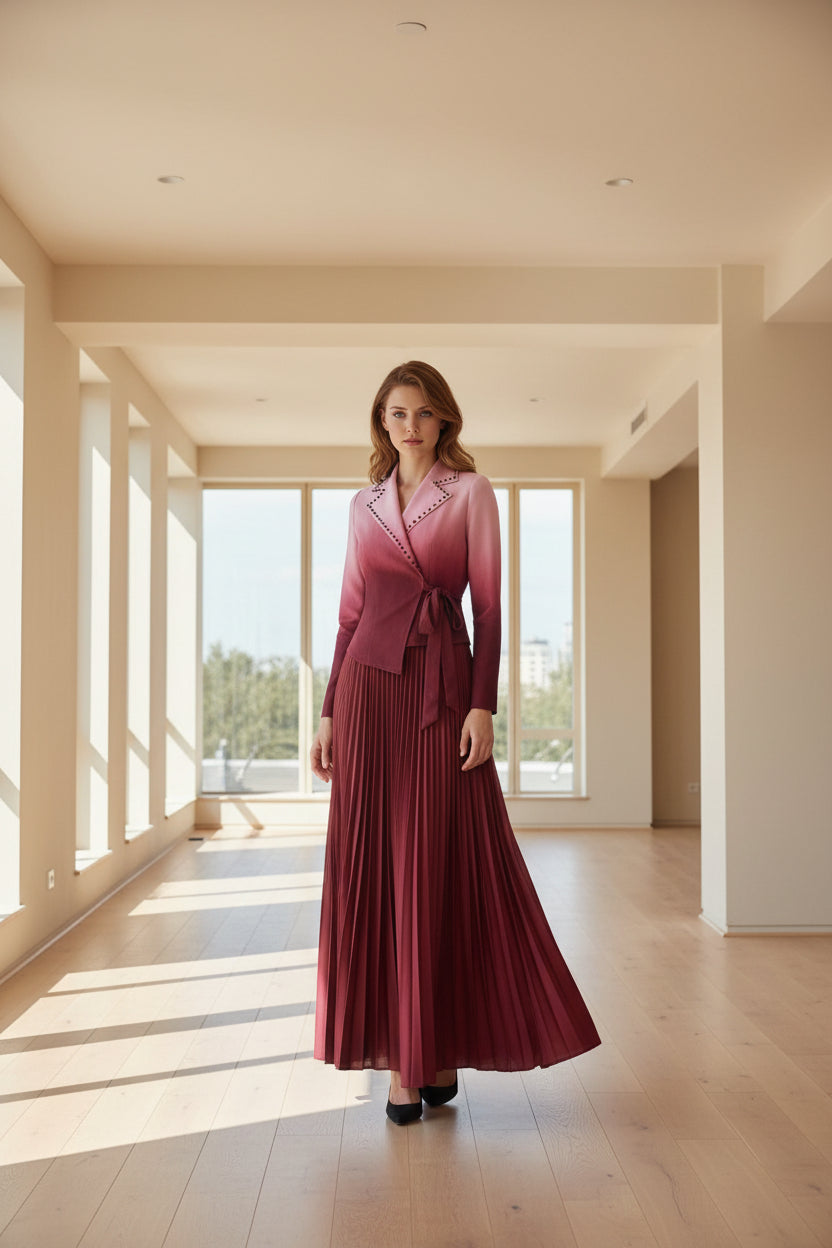 Luxe Metallic Pleated Maxi Dress - Super Stretch