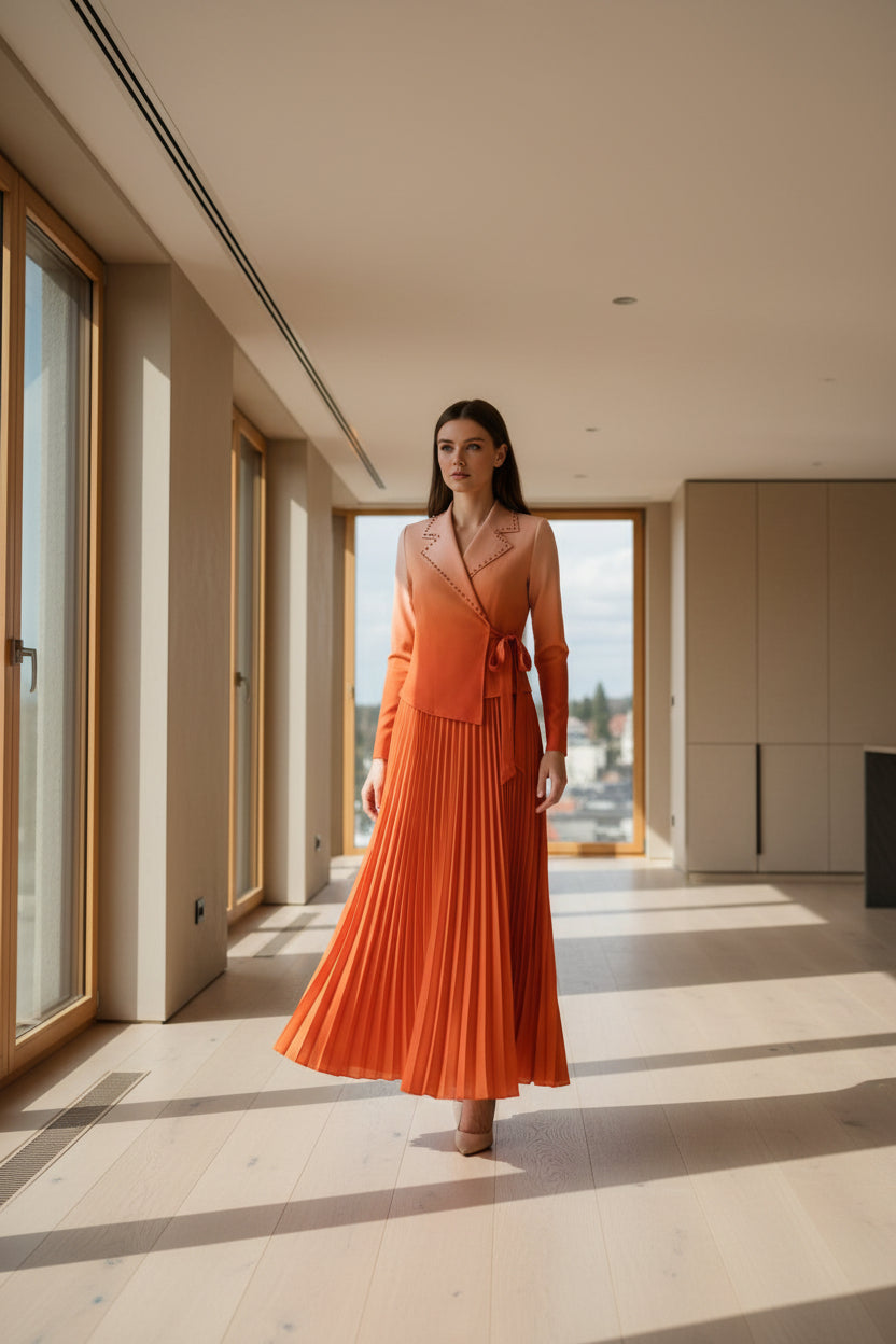 Luxe Metallic Pleated Maxi Dress - Super Stretch