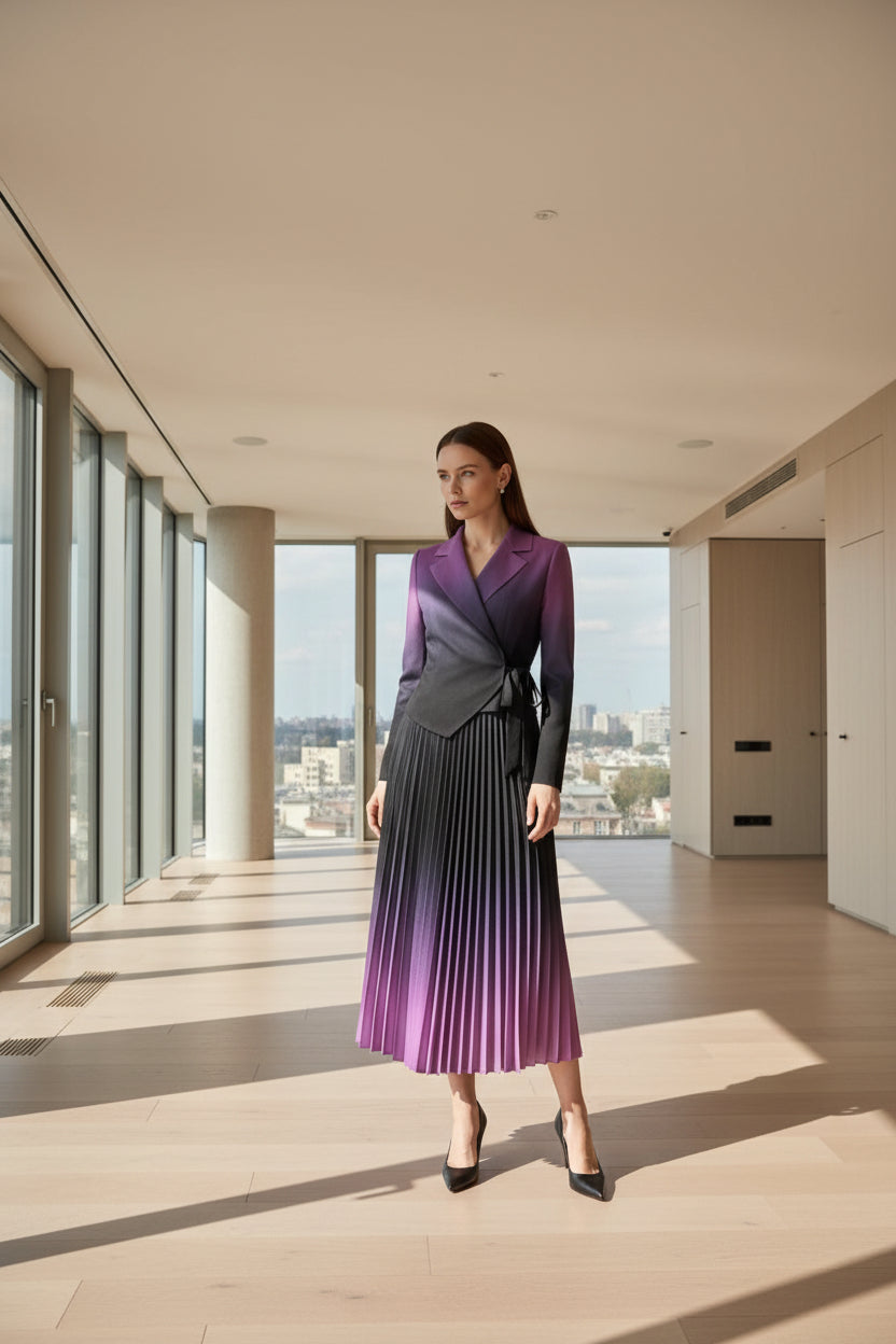 Imported Pleated Maxi Dress - Super Stretch