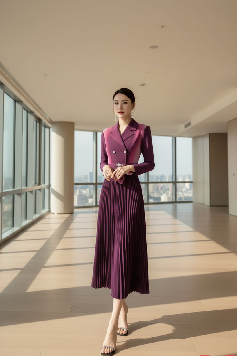 Luxe Metallic Pleated Maxi Dress