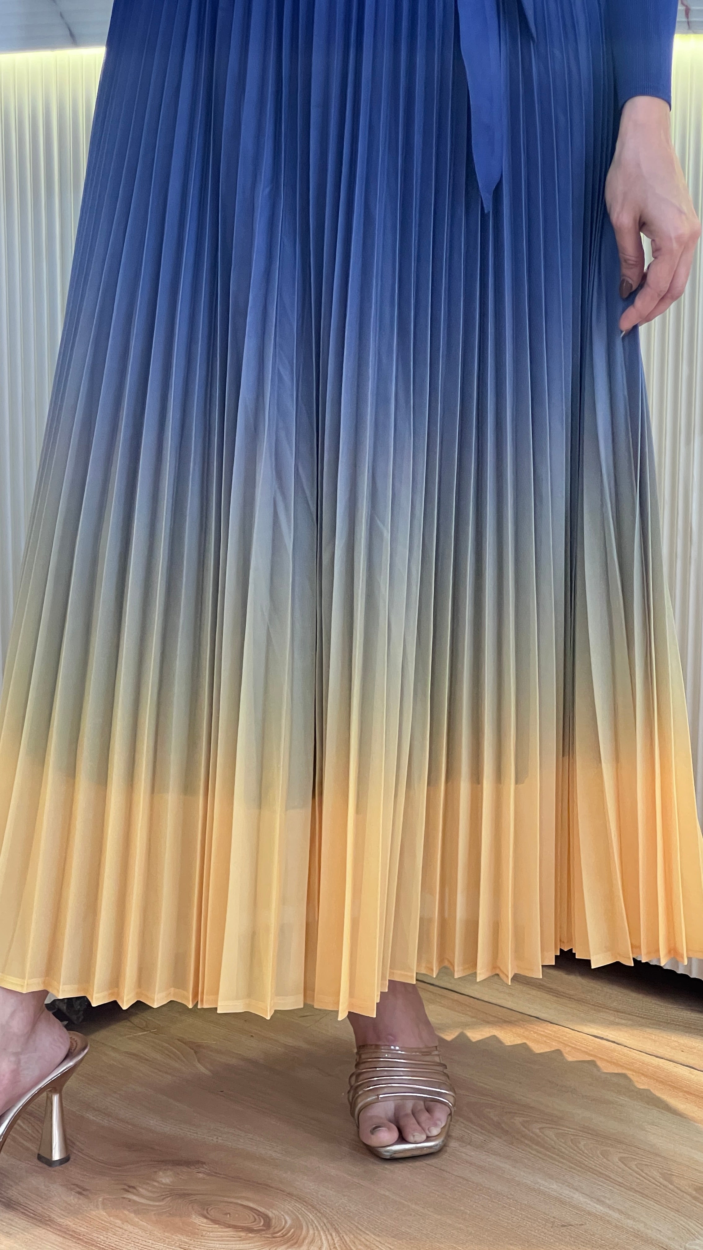 Imported Pleated Maxi Dress - Super Stretch
