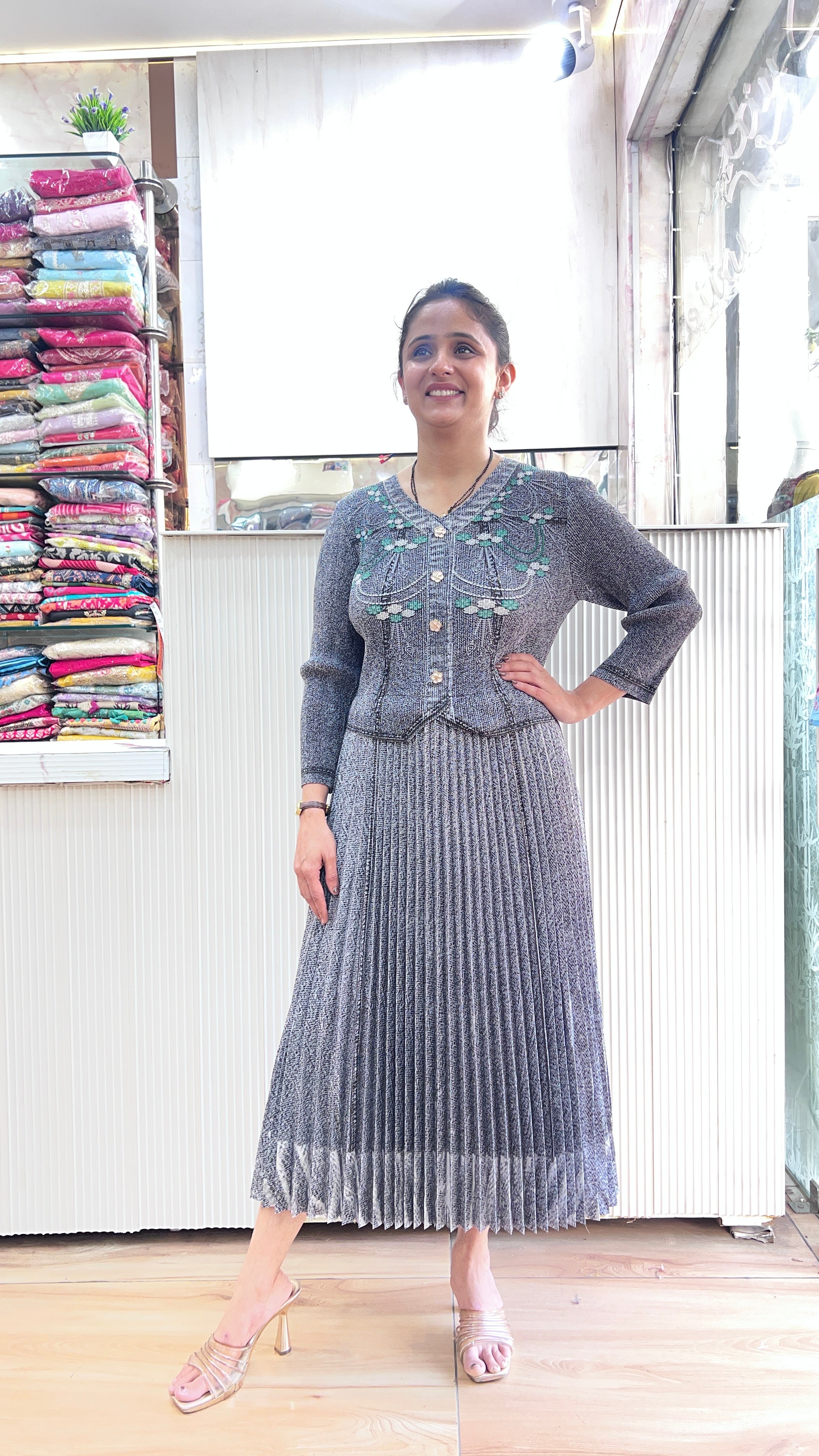 Denim look imported dress