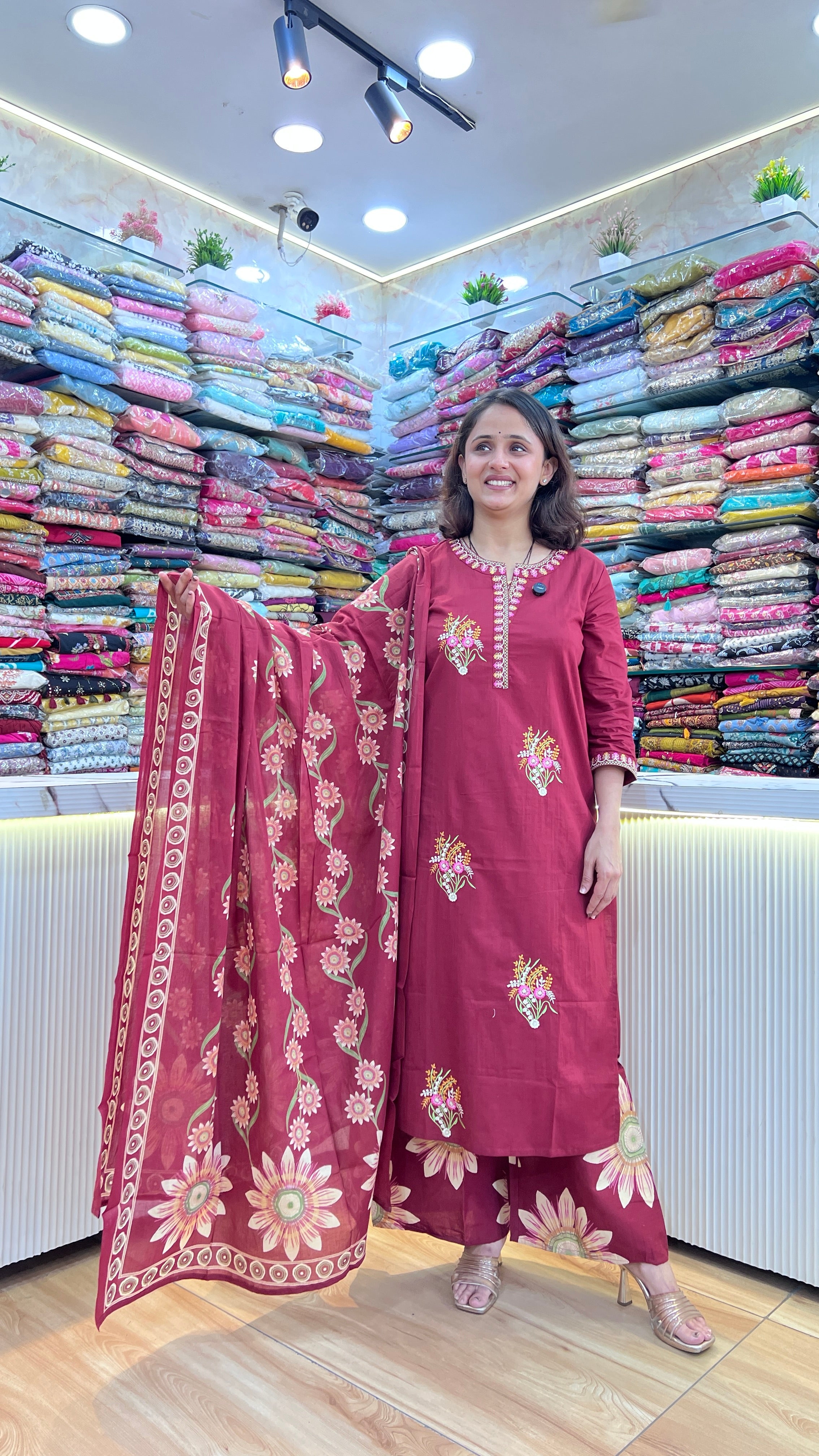 Embroidered suit with printed plazo ( tls 14667 )