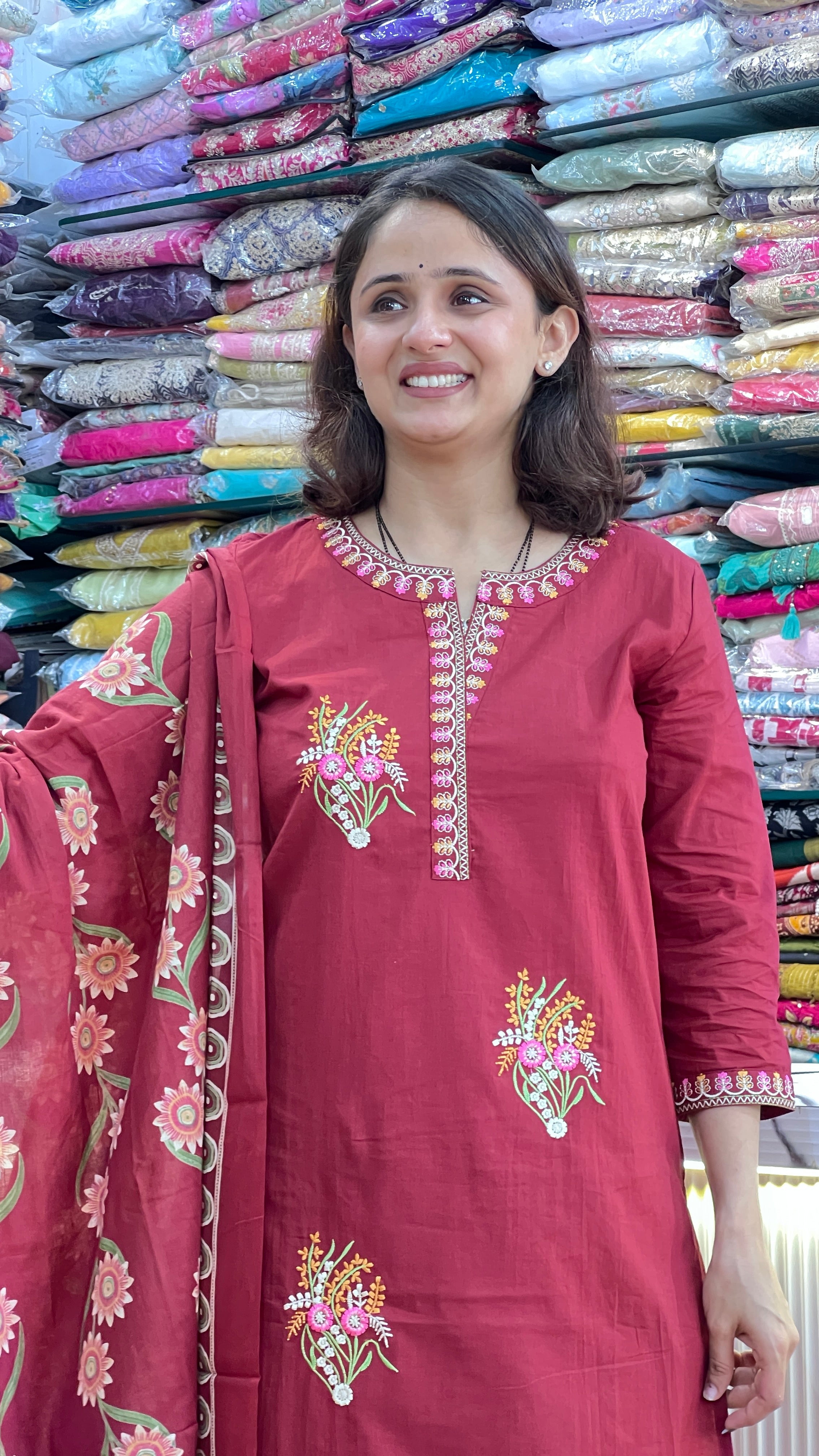Embroidered suit with printed plazo ( tls 14667 )