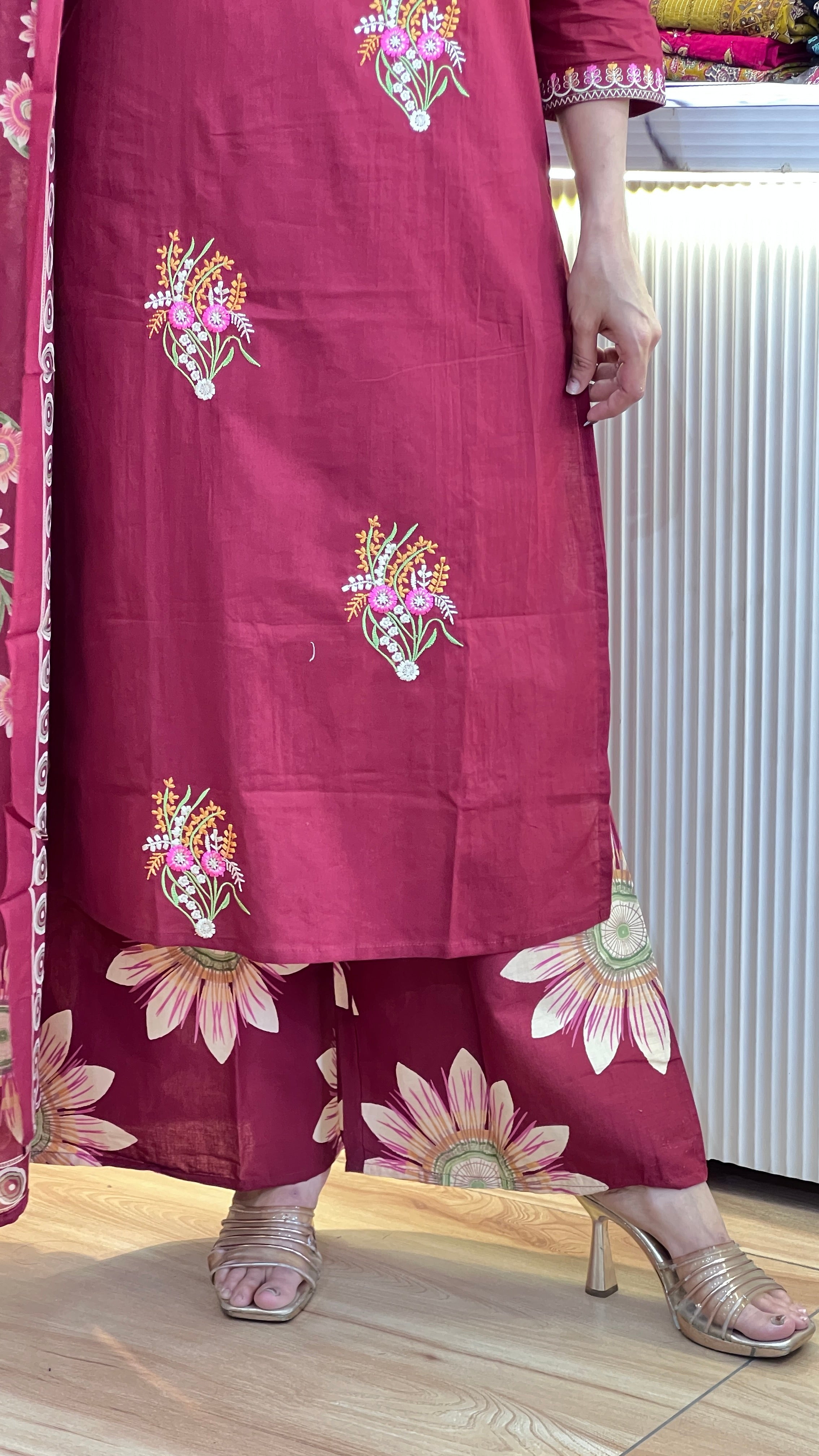 Embroidered suit with printed plazo ( tls 14667 )