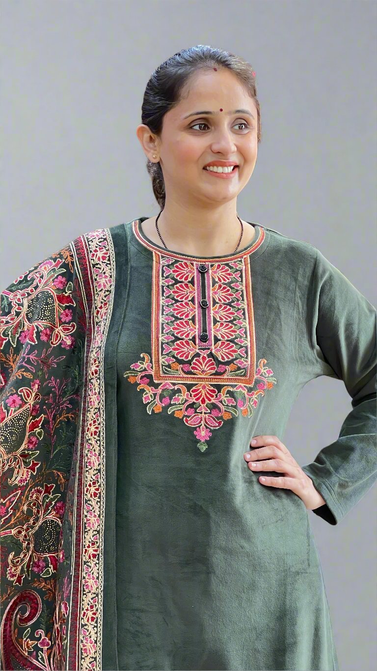 aahana embroidered velvet suit