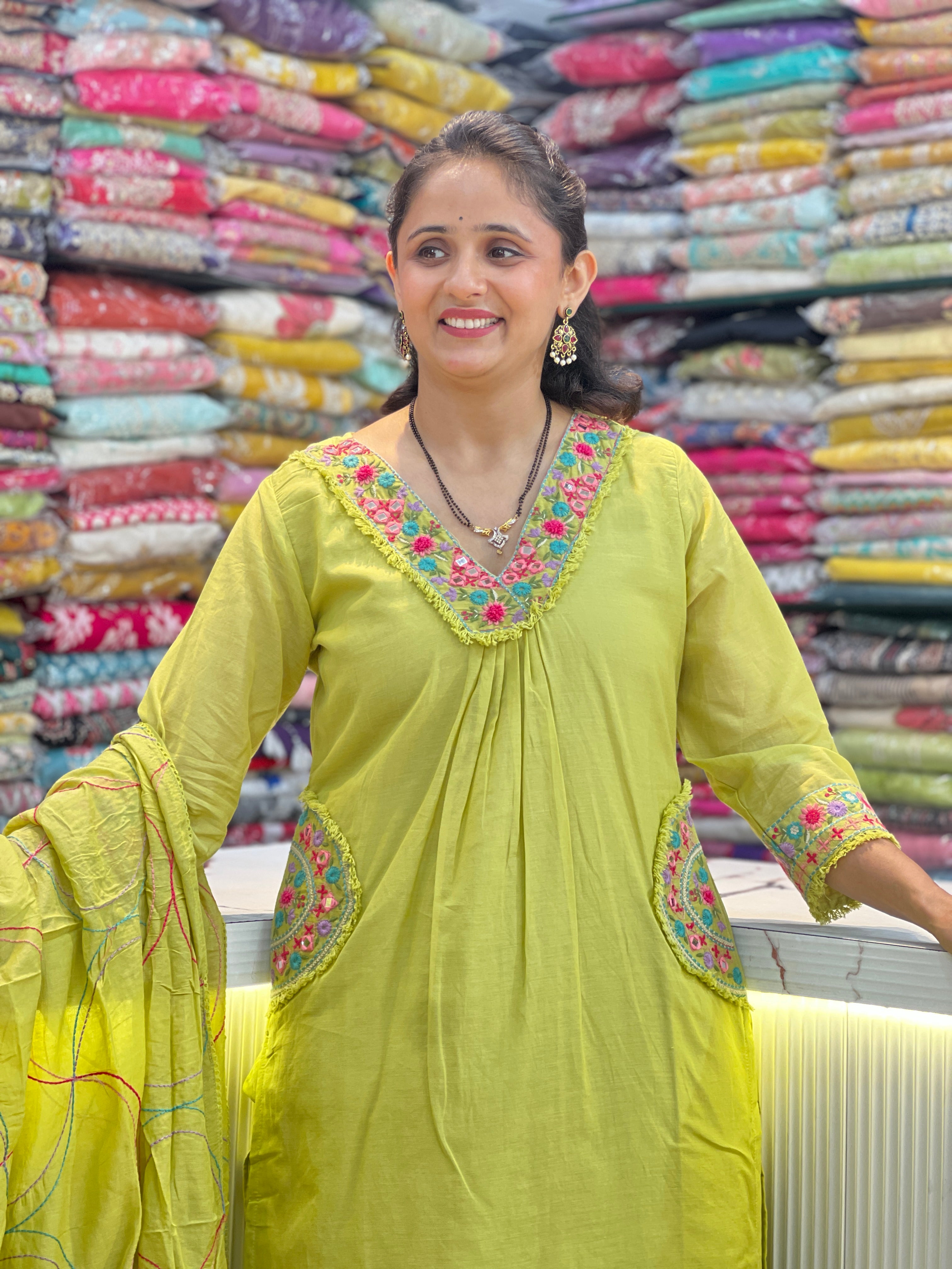 Mul cotton suit with pockets (ym 60167)