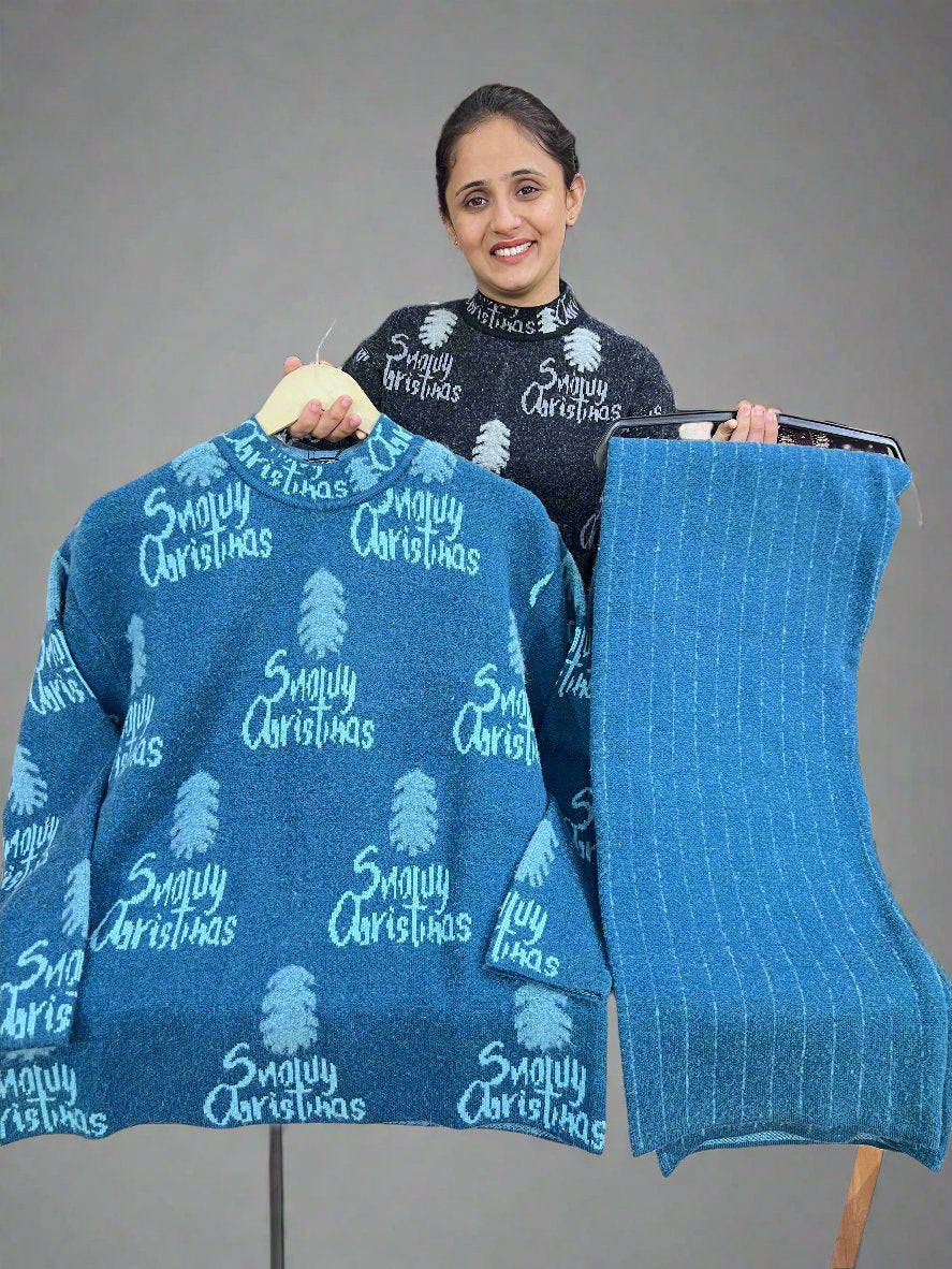 arunya knitted woolen cord set