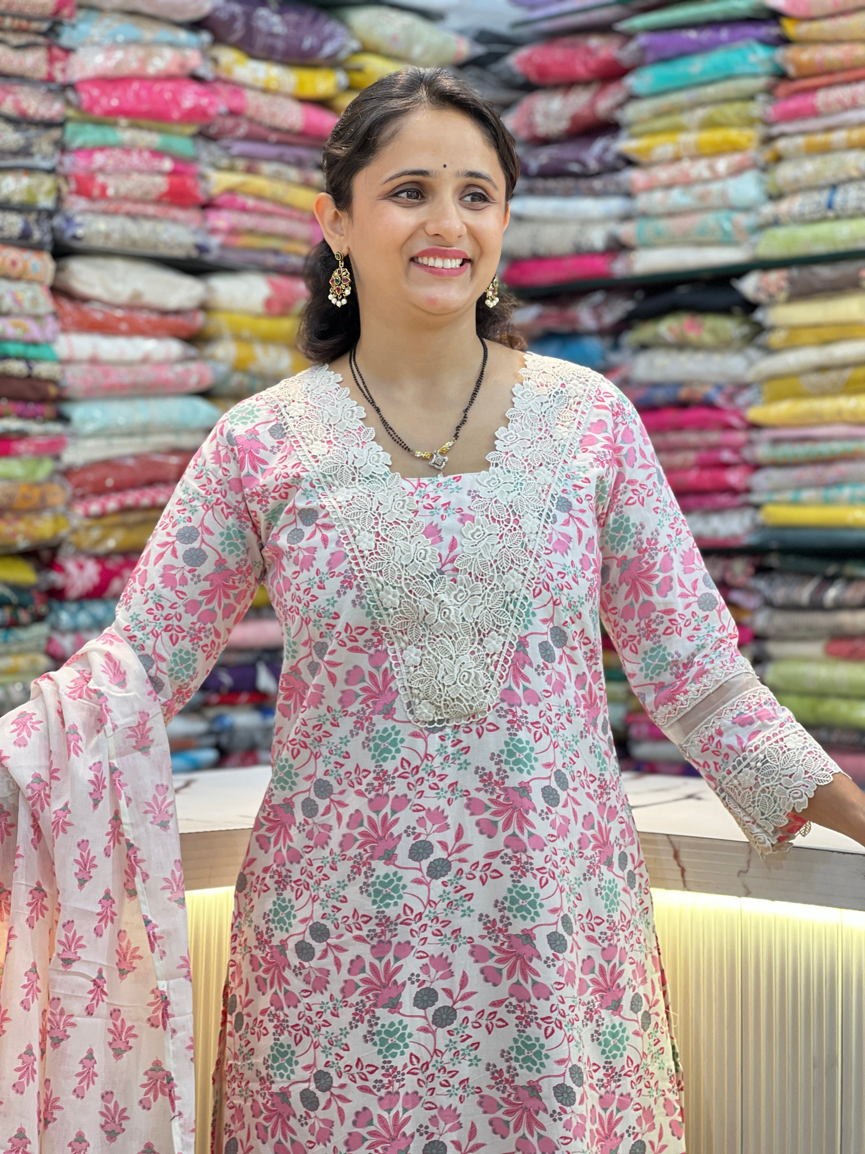 Soft cotton lase work suit ( tj 26067 )
