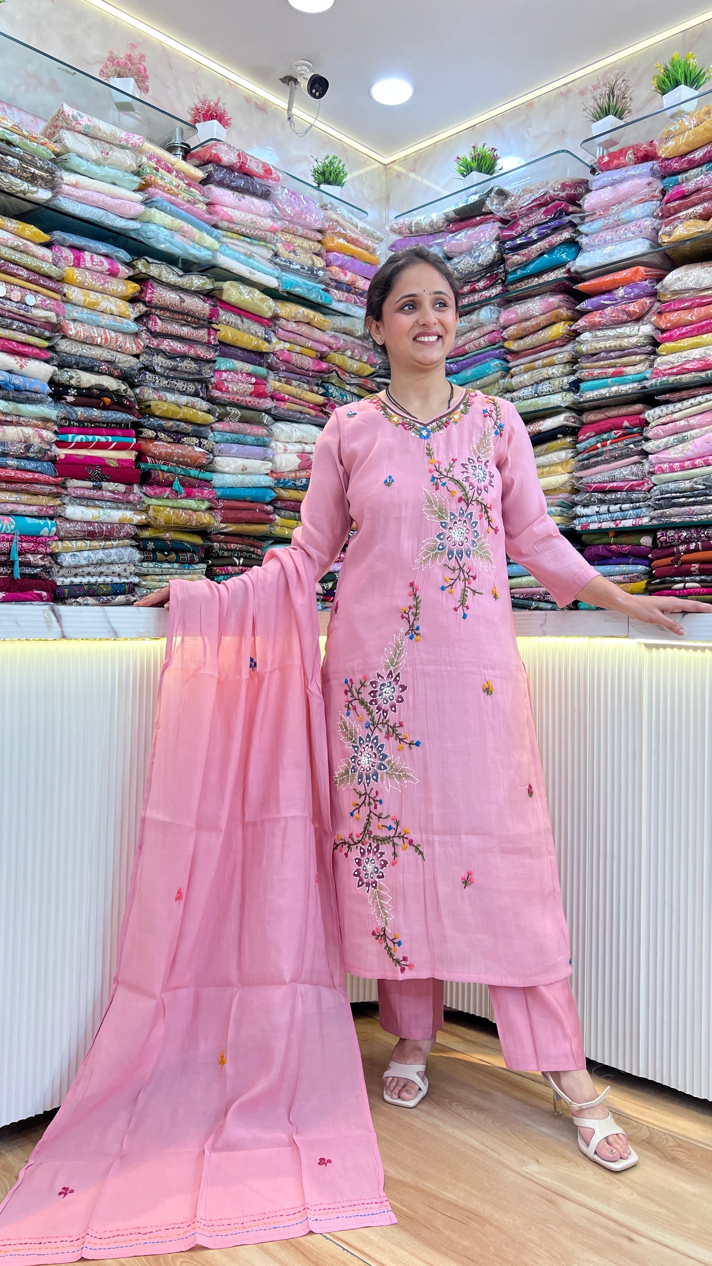 Mul chanderi designer suit ( ym 60967 )