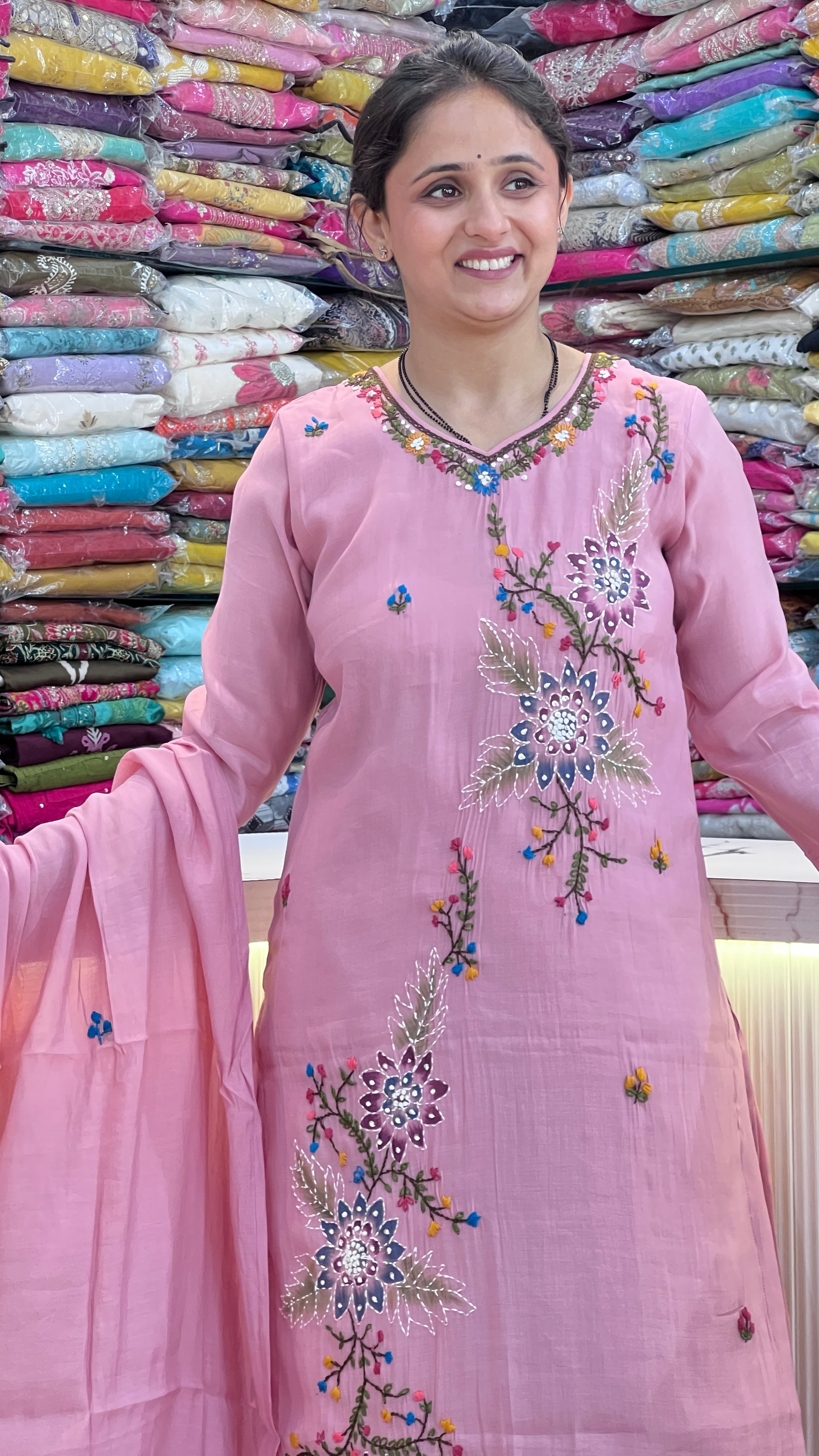 Mul chanderi designer suit ( ym 60967 )