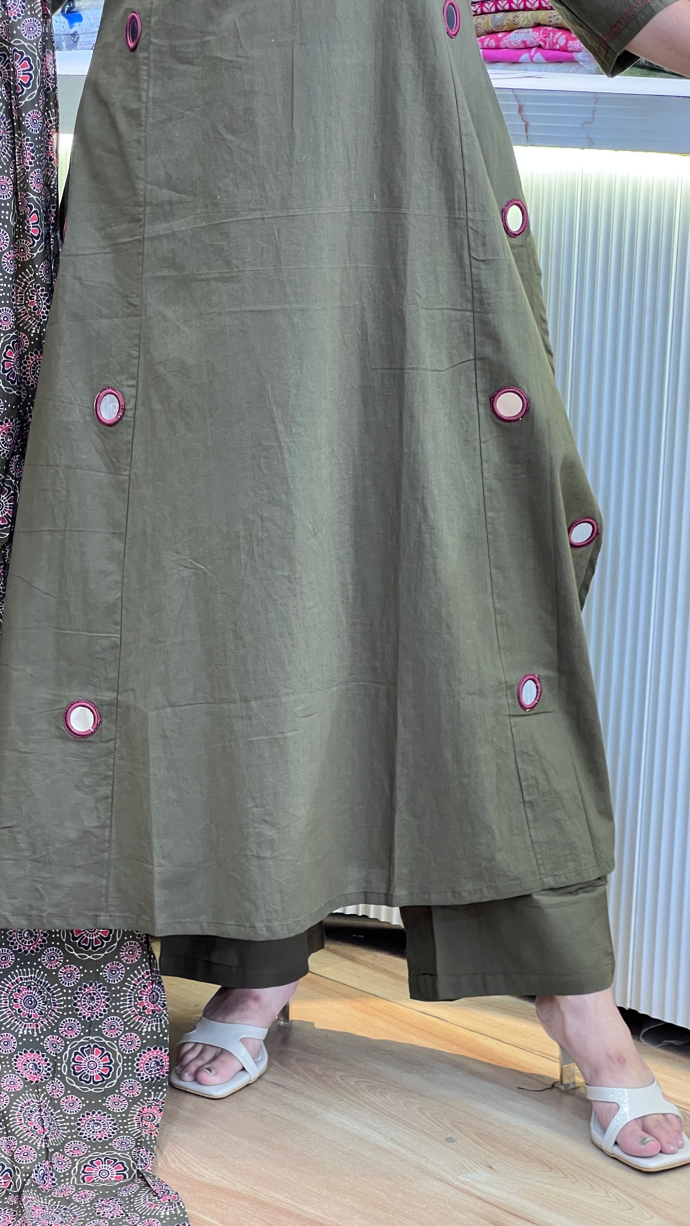 Mirror work A-line cotton suit ( tj 26767 )