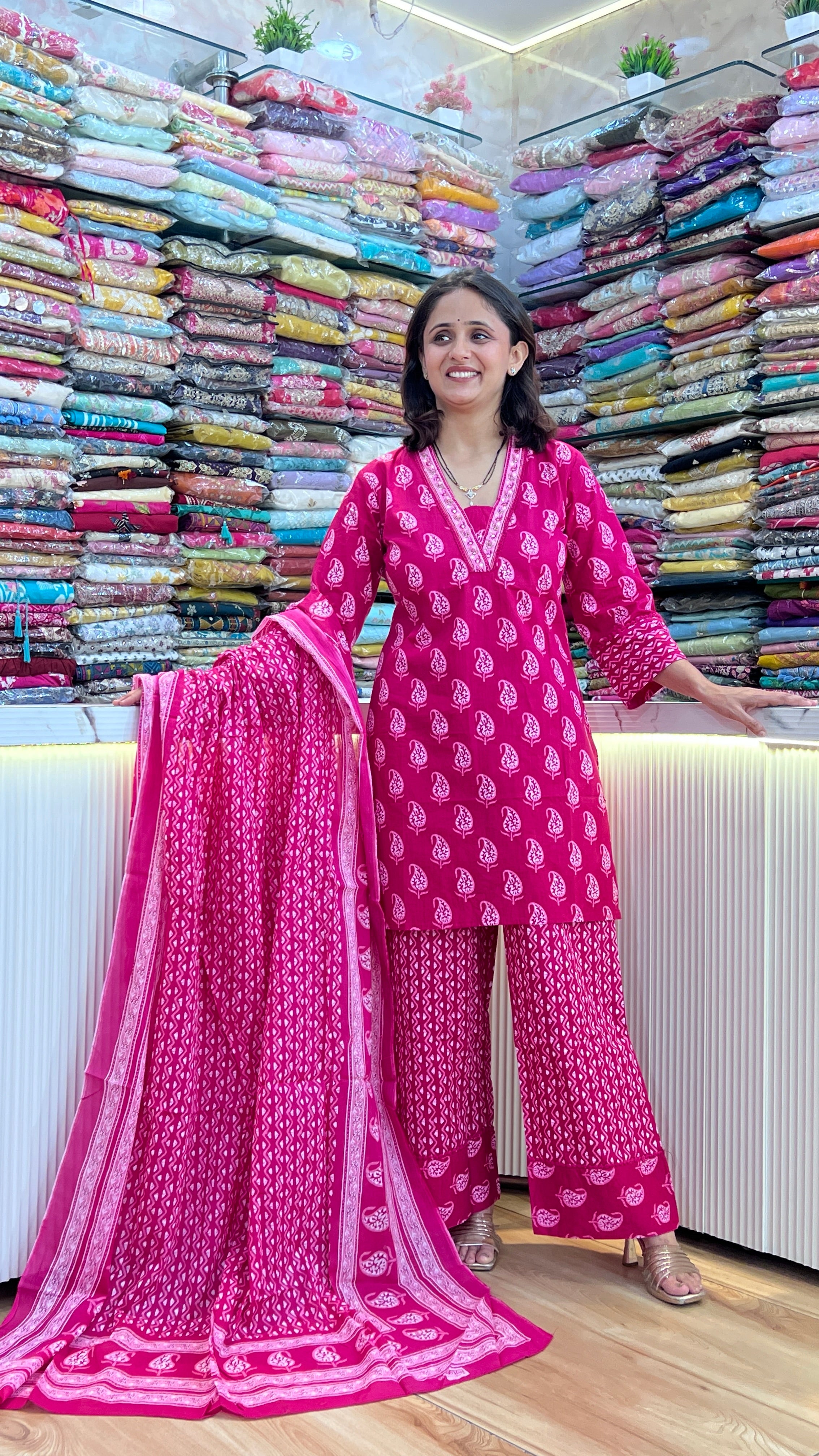Short kurta with plazo cotton suit (  gj 8067 )