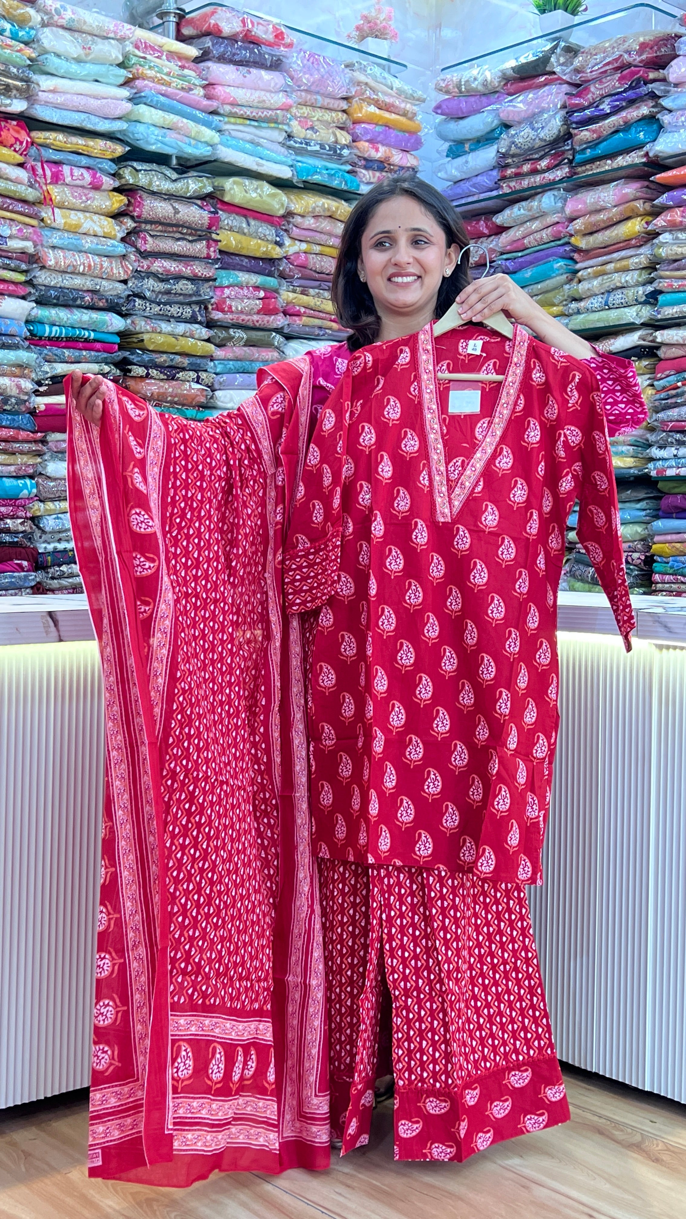 Short kurta with plazo cotton suit (  gj 8067 )