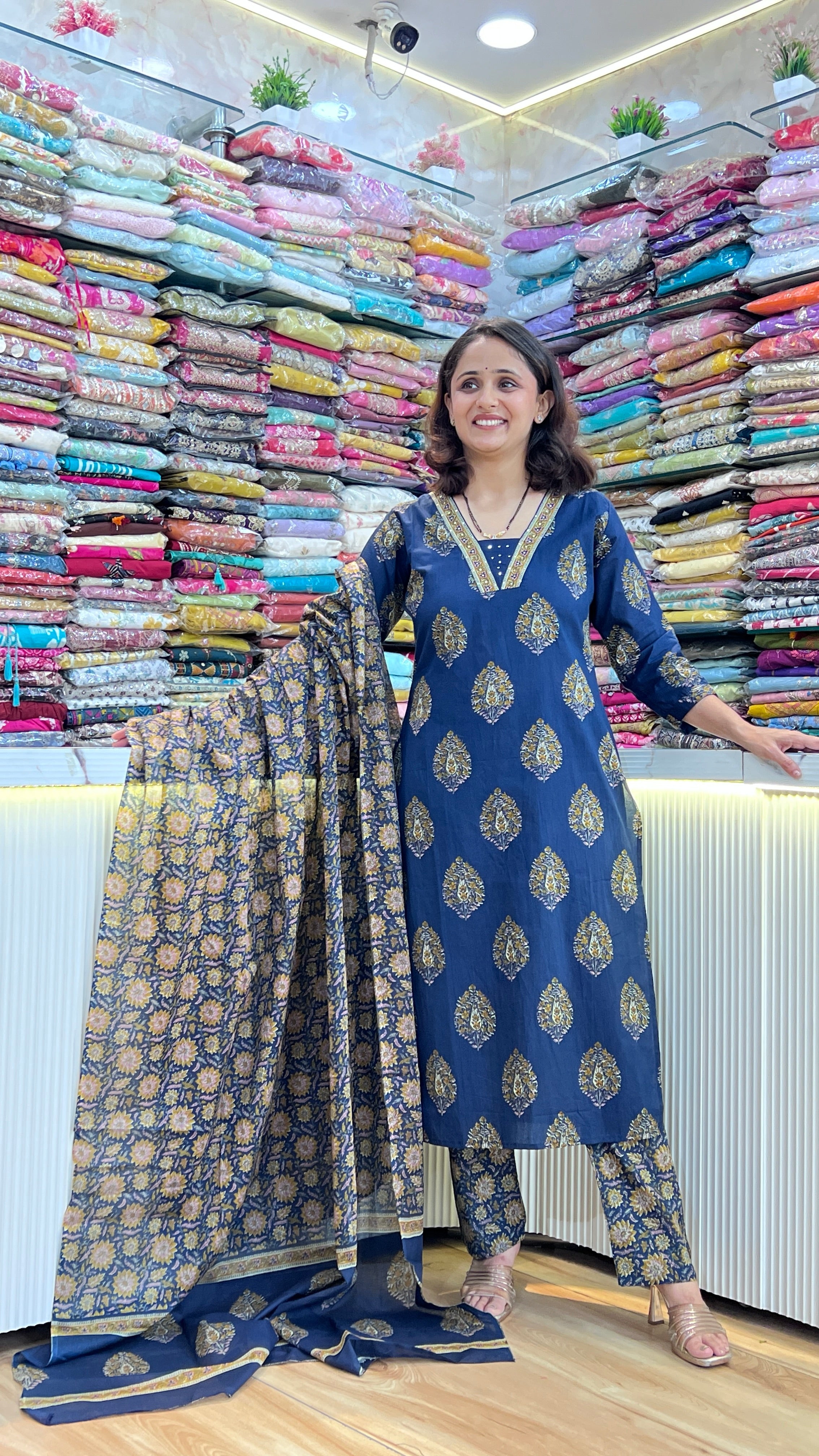 Pure cotton suit with printed pants ( gj 8567 )