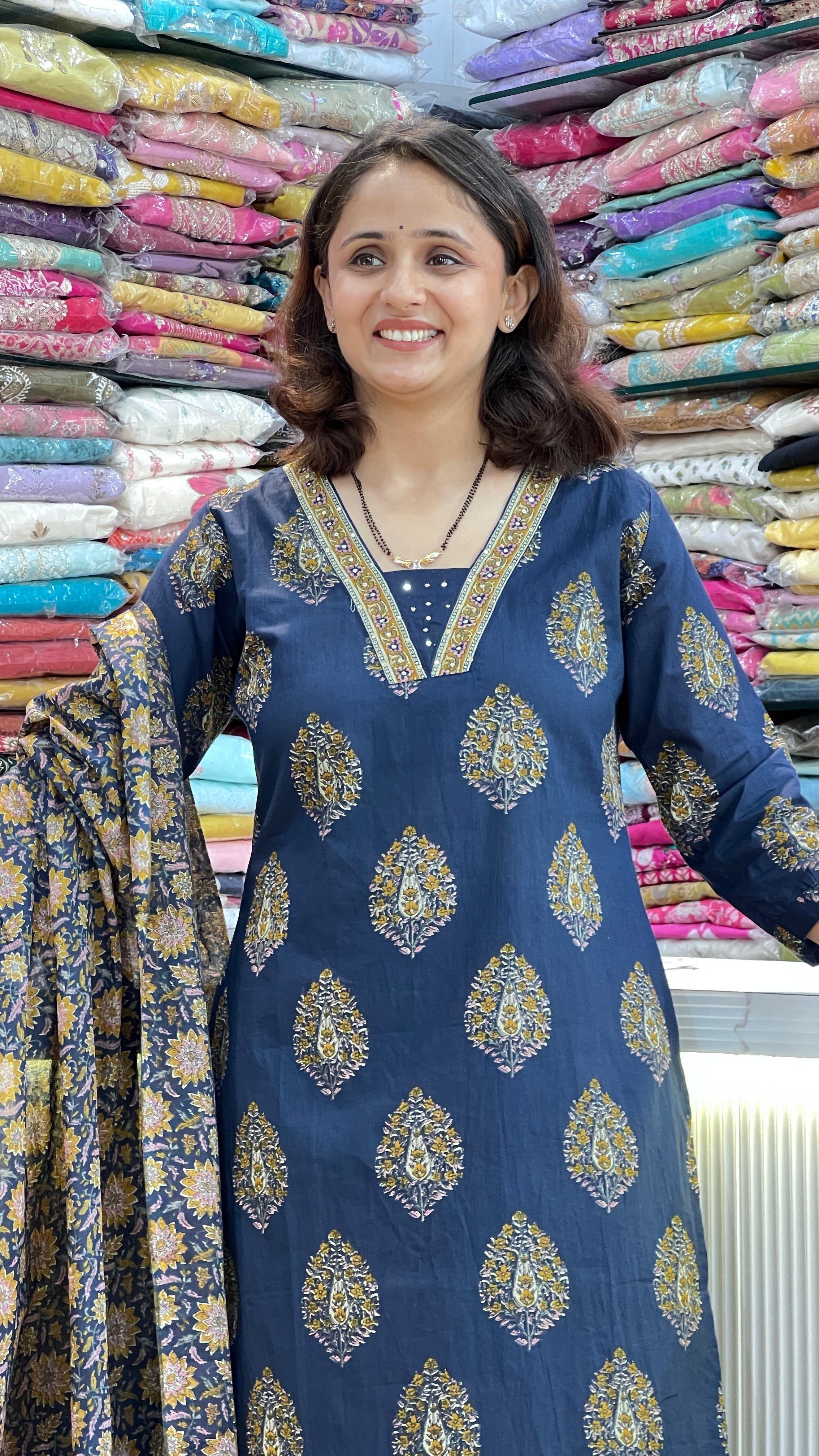 Pure cotton suit with printed pants ( gj 8567 )