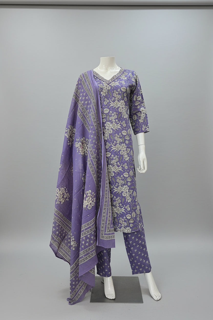 Printed cotton suit ( gj 7267 )