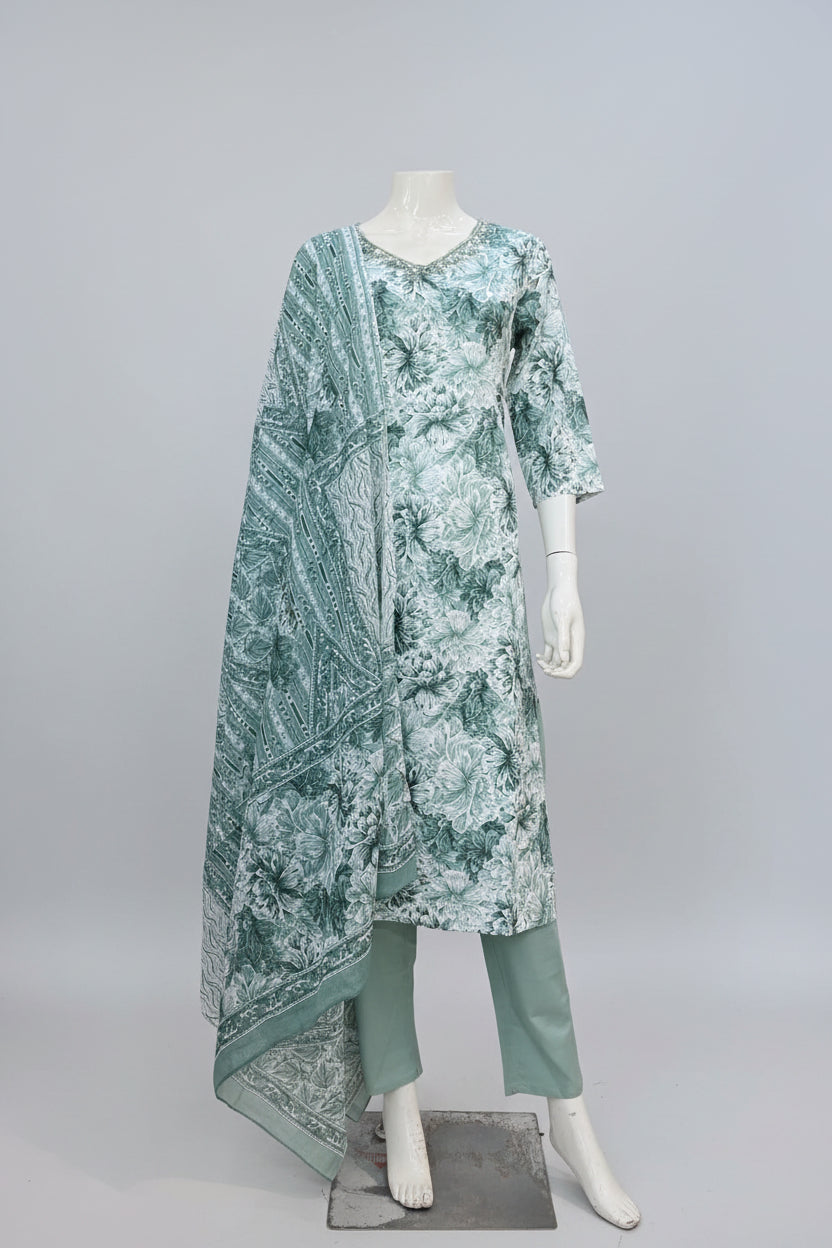 v-neck cotton printed suit ( gj 7167 )