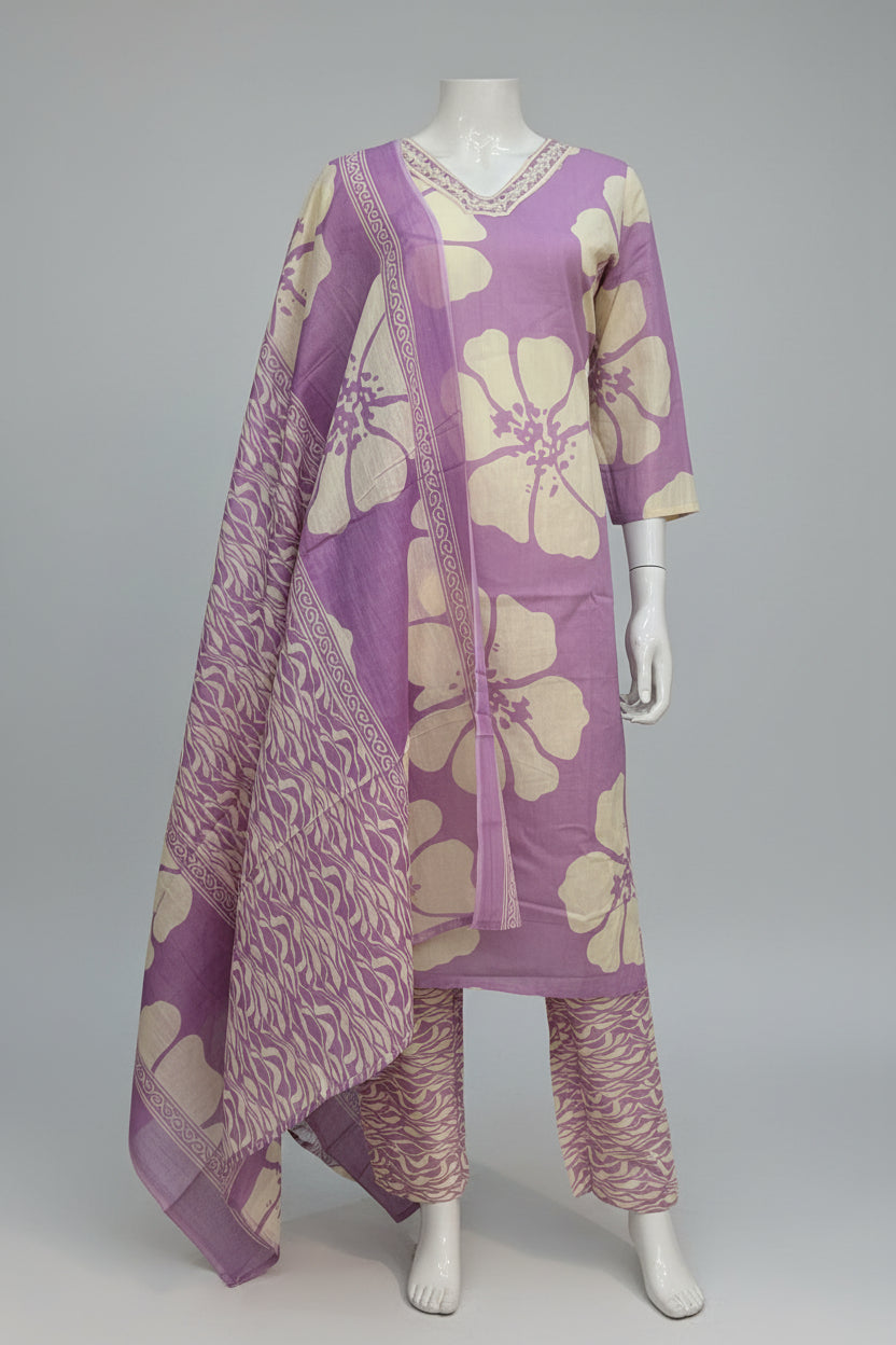Flower printed cotton suit ( gj 7367 )
