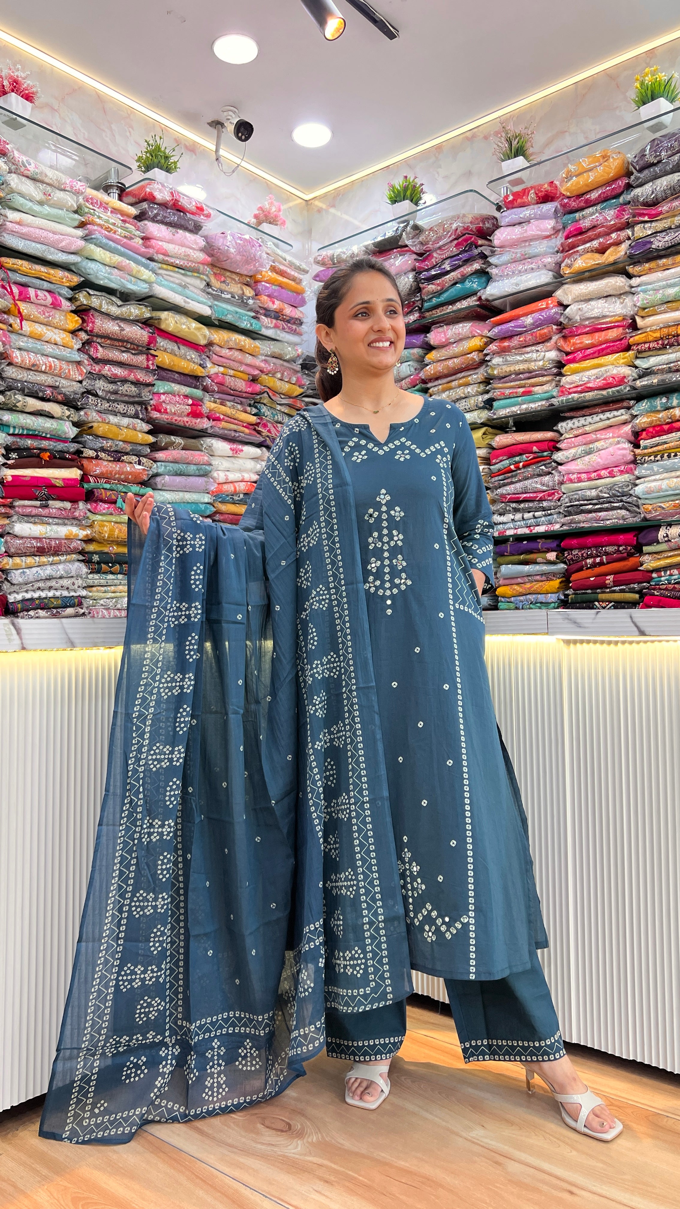 Bandhani print cotton suit ( gj 9667 )