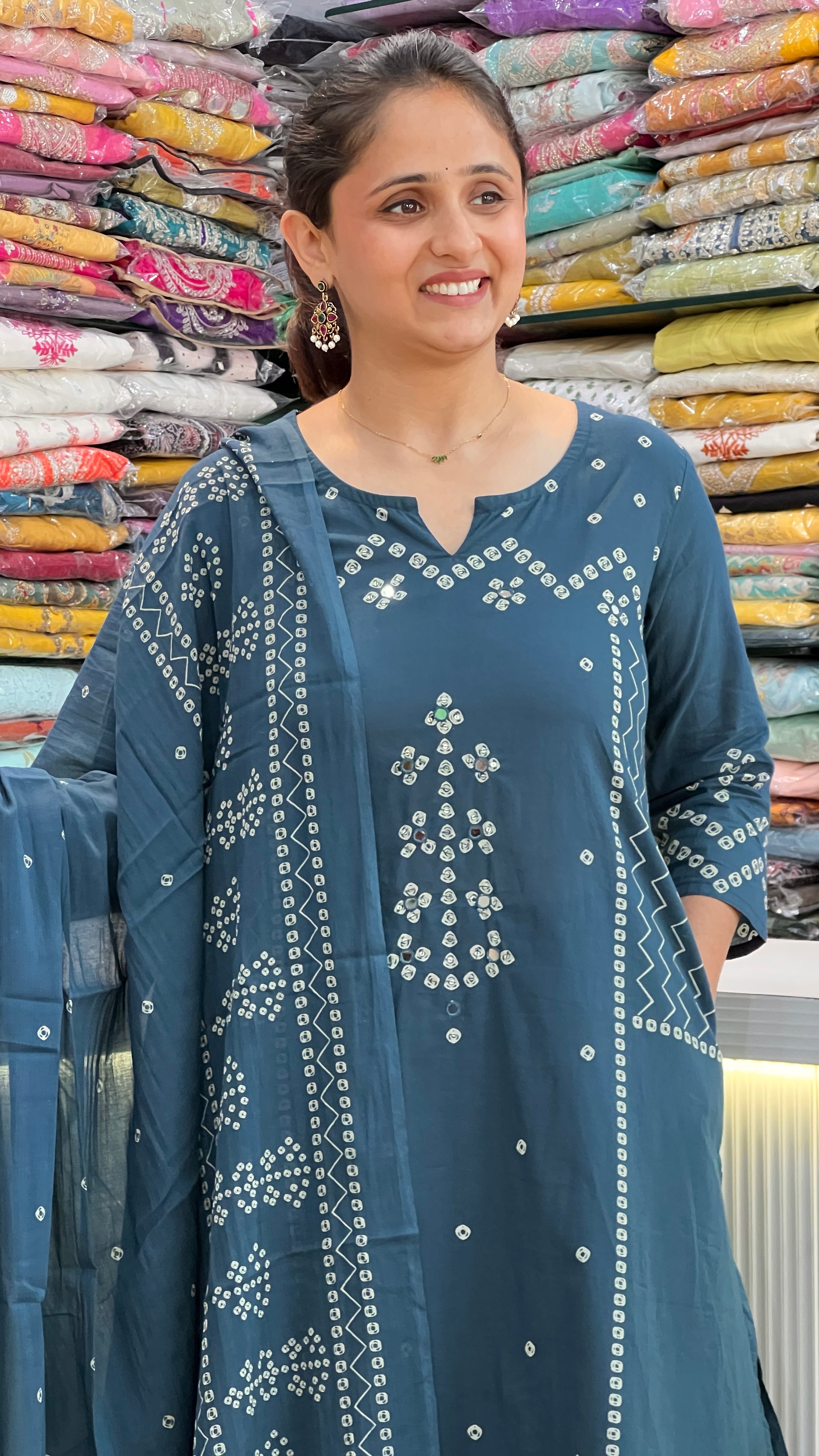 Bandhani print cotton suit ( gj 9667 )