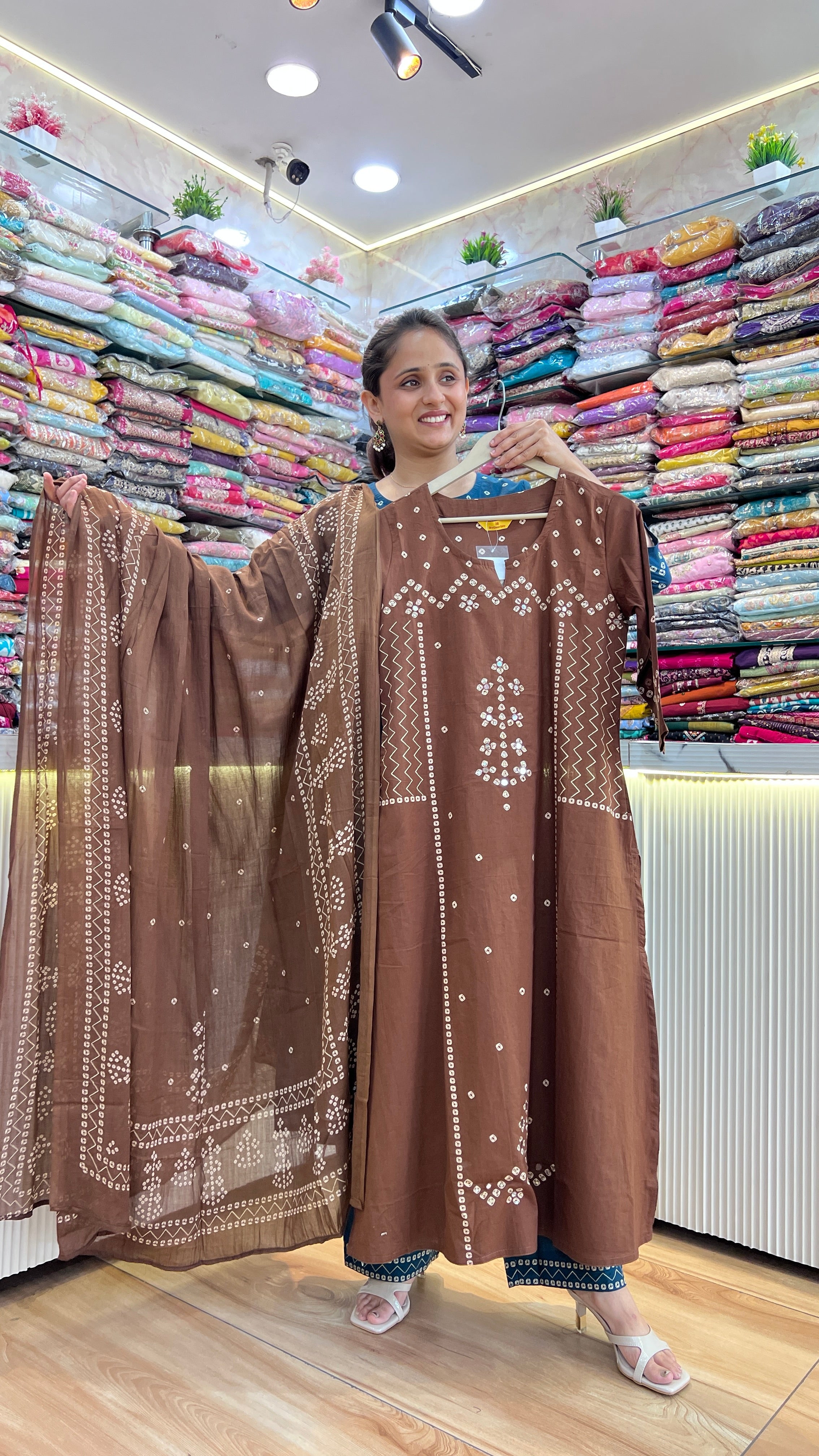 Bandhani print cotton suit ( gj 9667 )