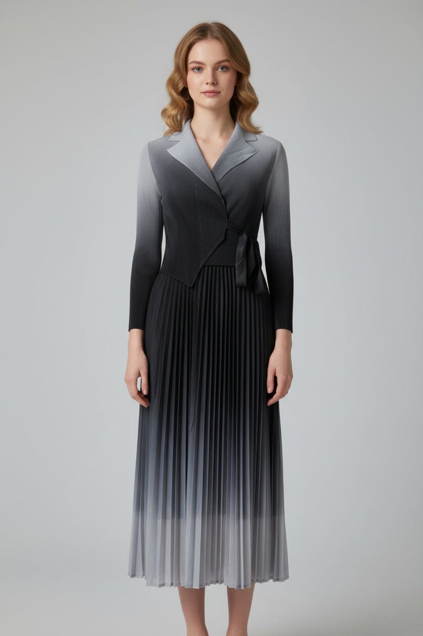 Imported Pleated Maxi Dress - Super Stretch