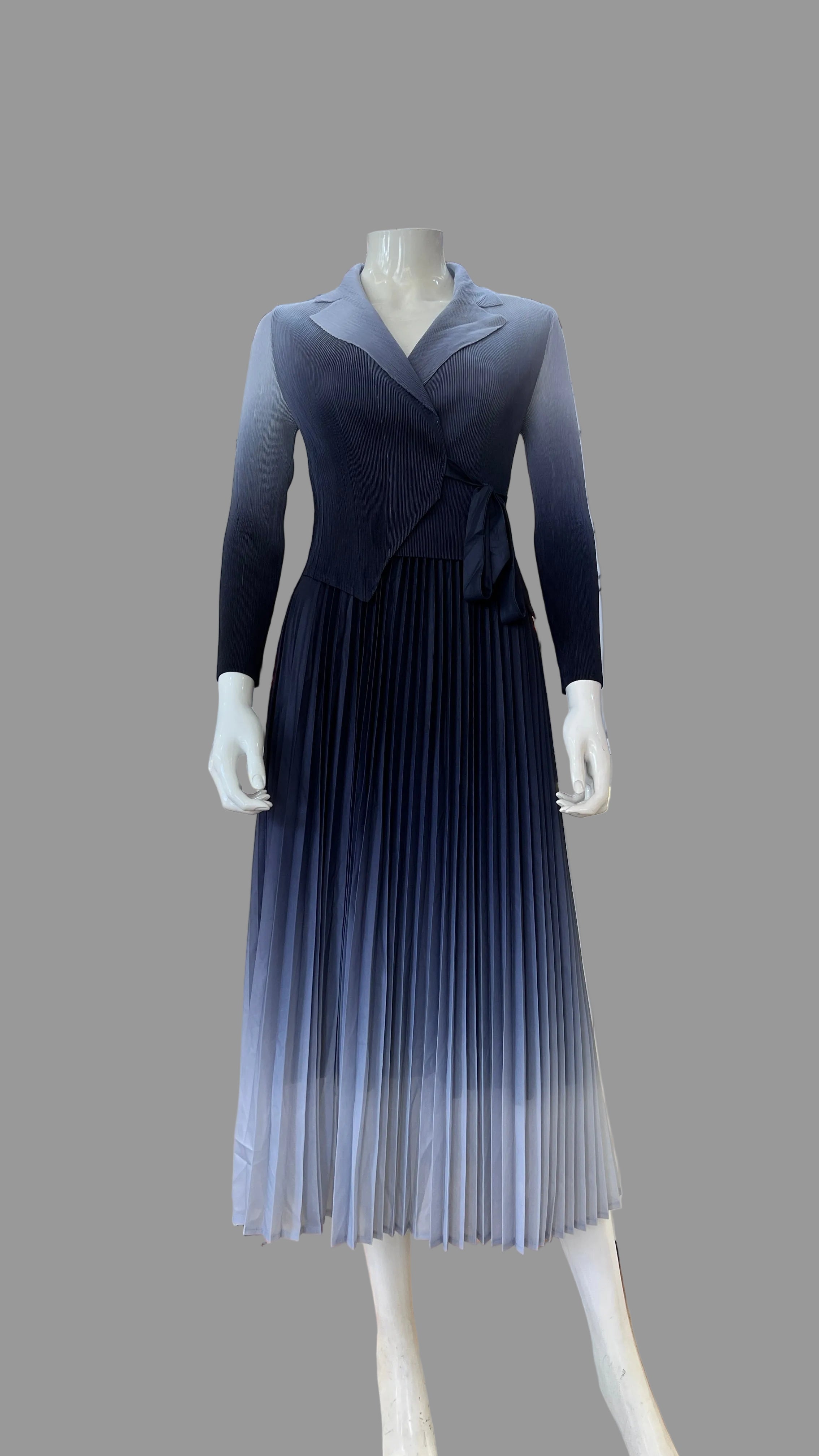 Imported Pleated Maxi Dress - Super Stretch
