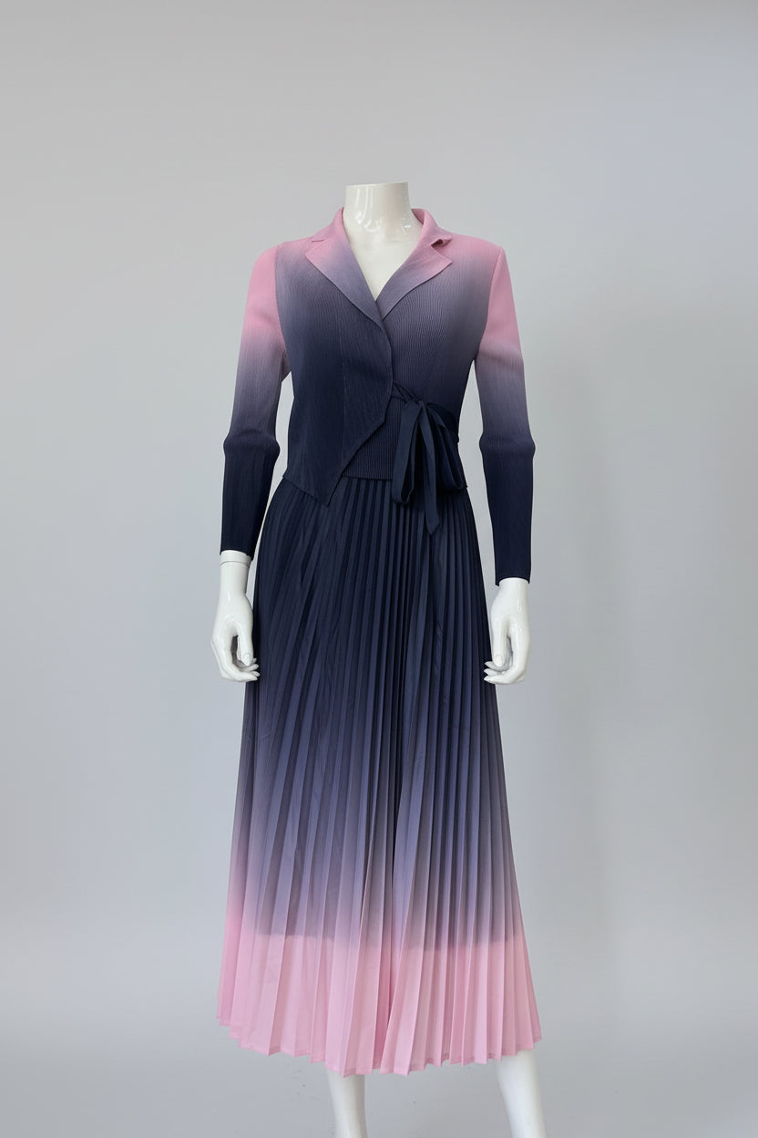 Imported Pleated Maxi Dress - Super Stretch