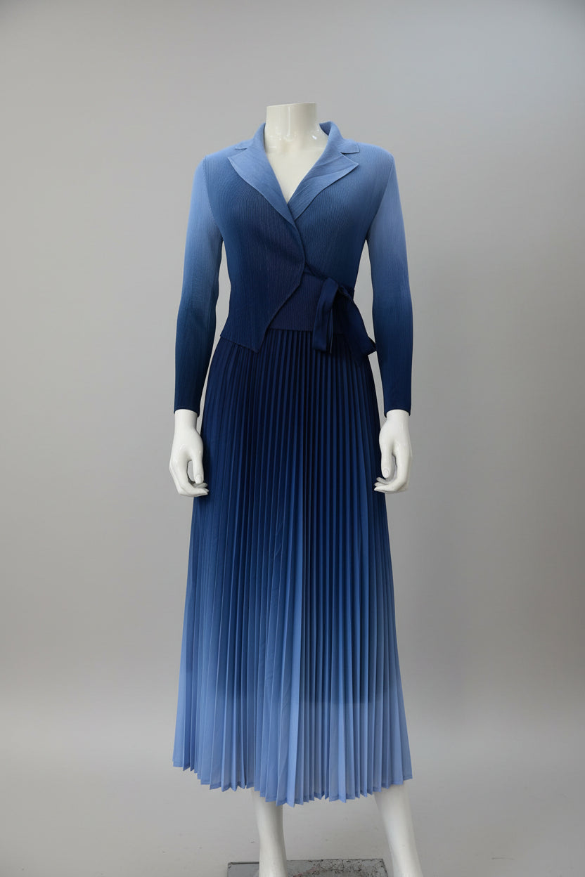 Imported Pleated Maxi Dress - Super Stretch