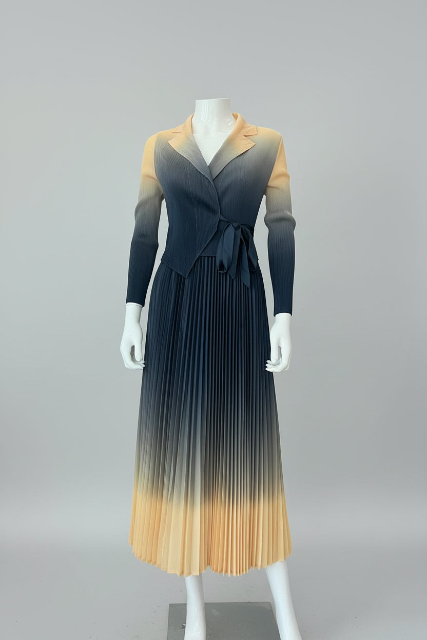 Imported Pleated Maxi Dress - Super Stretch