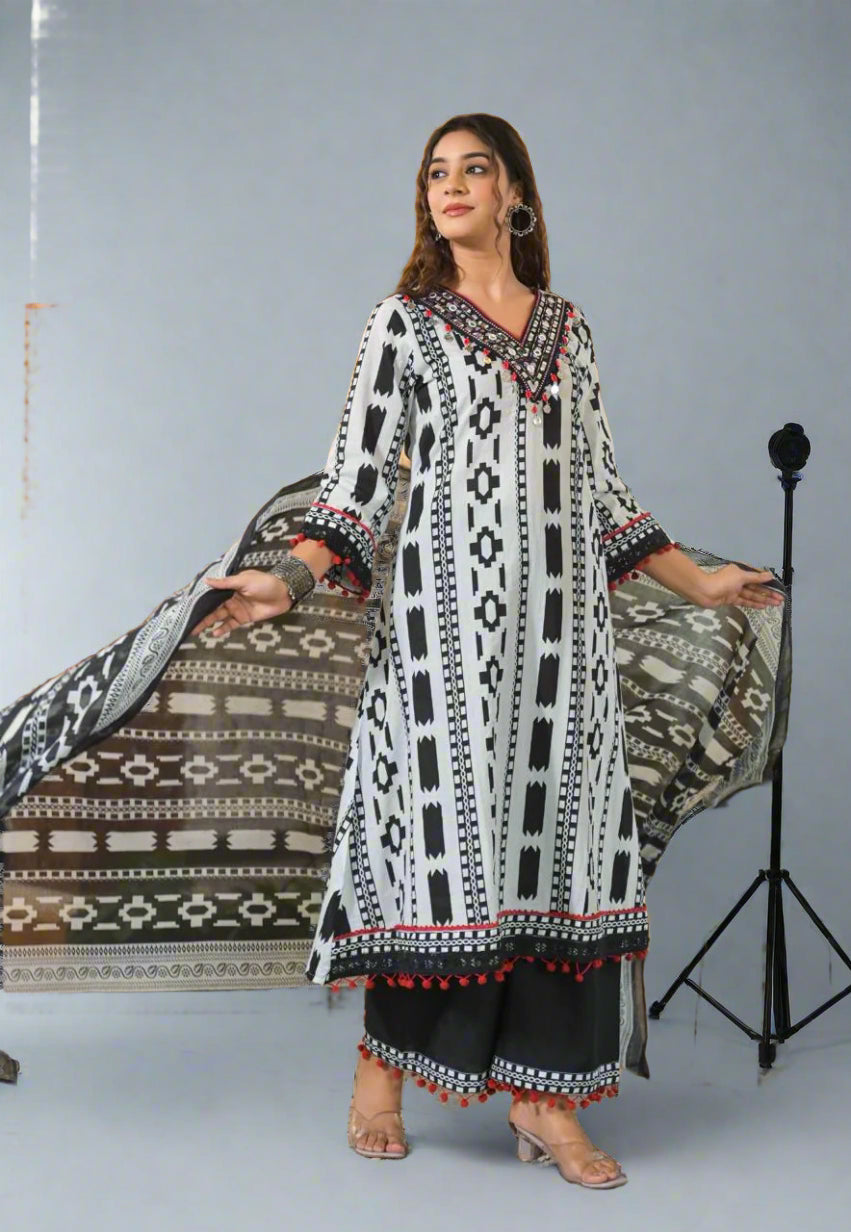 Aayna ikkat printed plazo suit