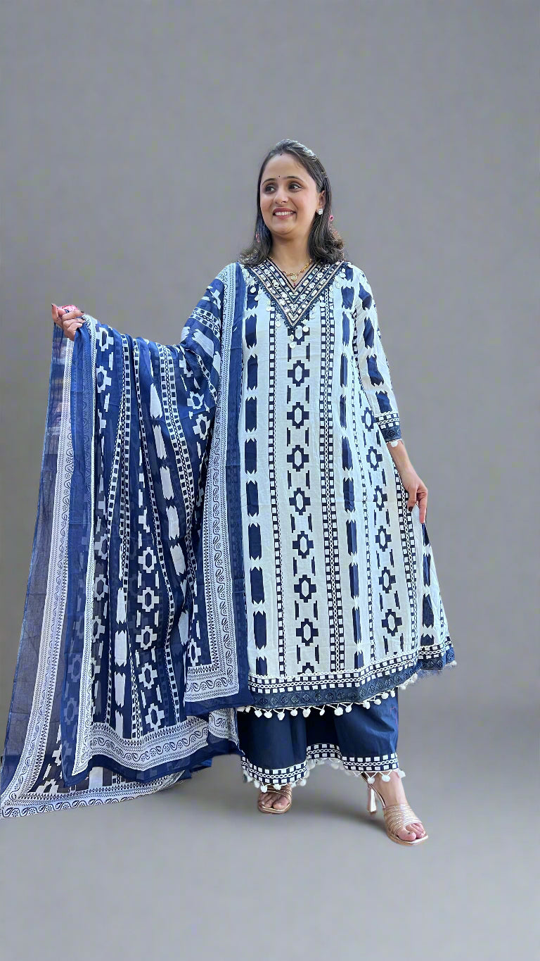 Aayna ikkat printed plazo suit