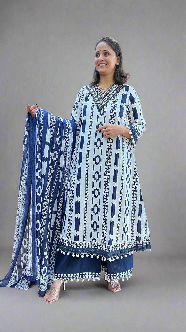 Aayna ikkat printed plazo suit