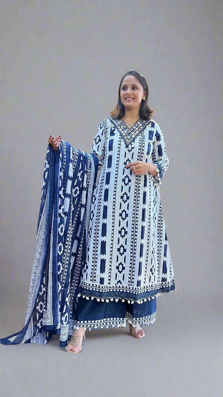 Aayna ikkat printed plazo suit