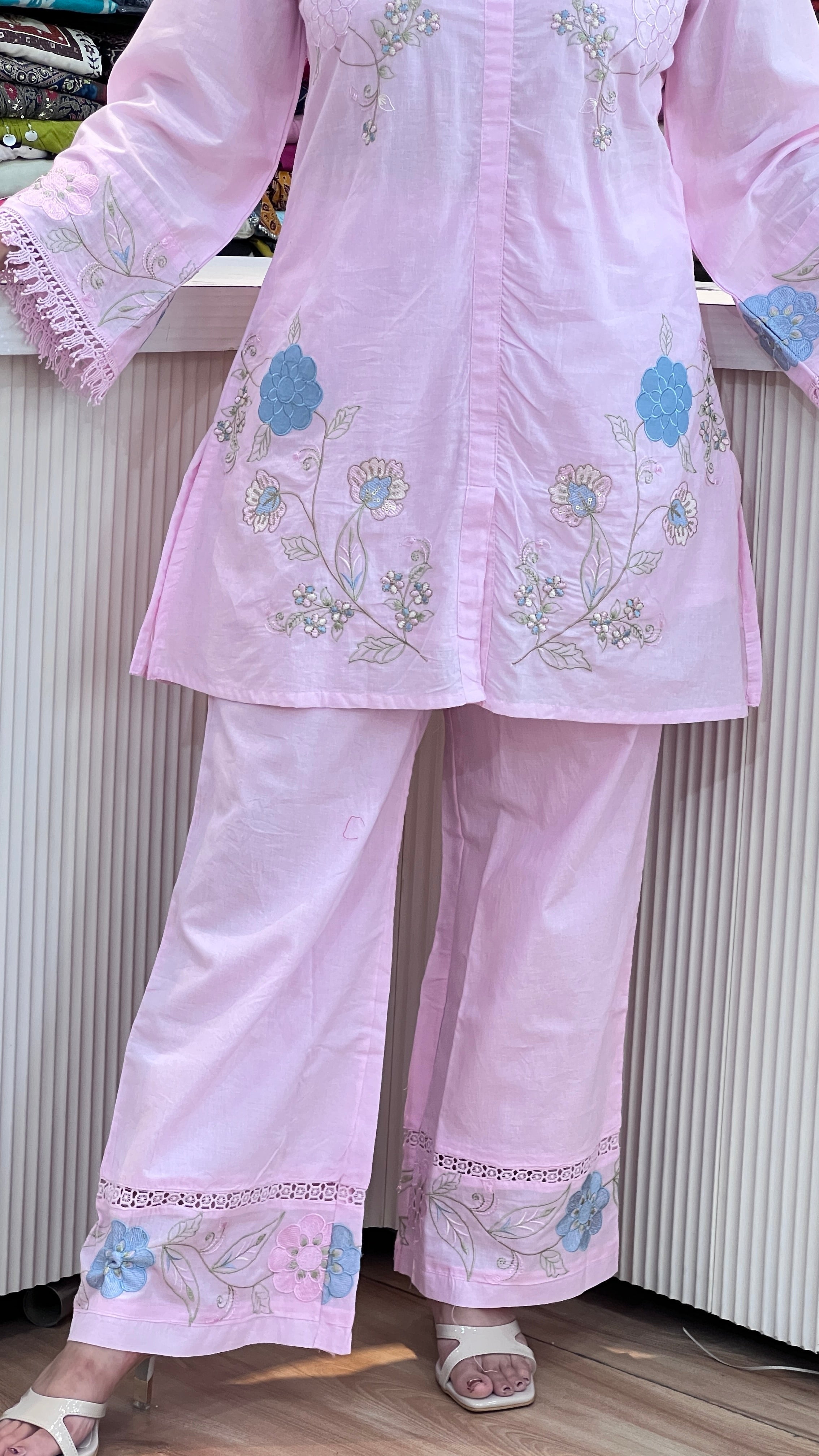 Pure cotton embroidered cord set ( tj 27467 )