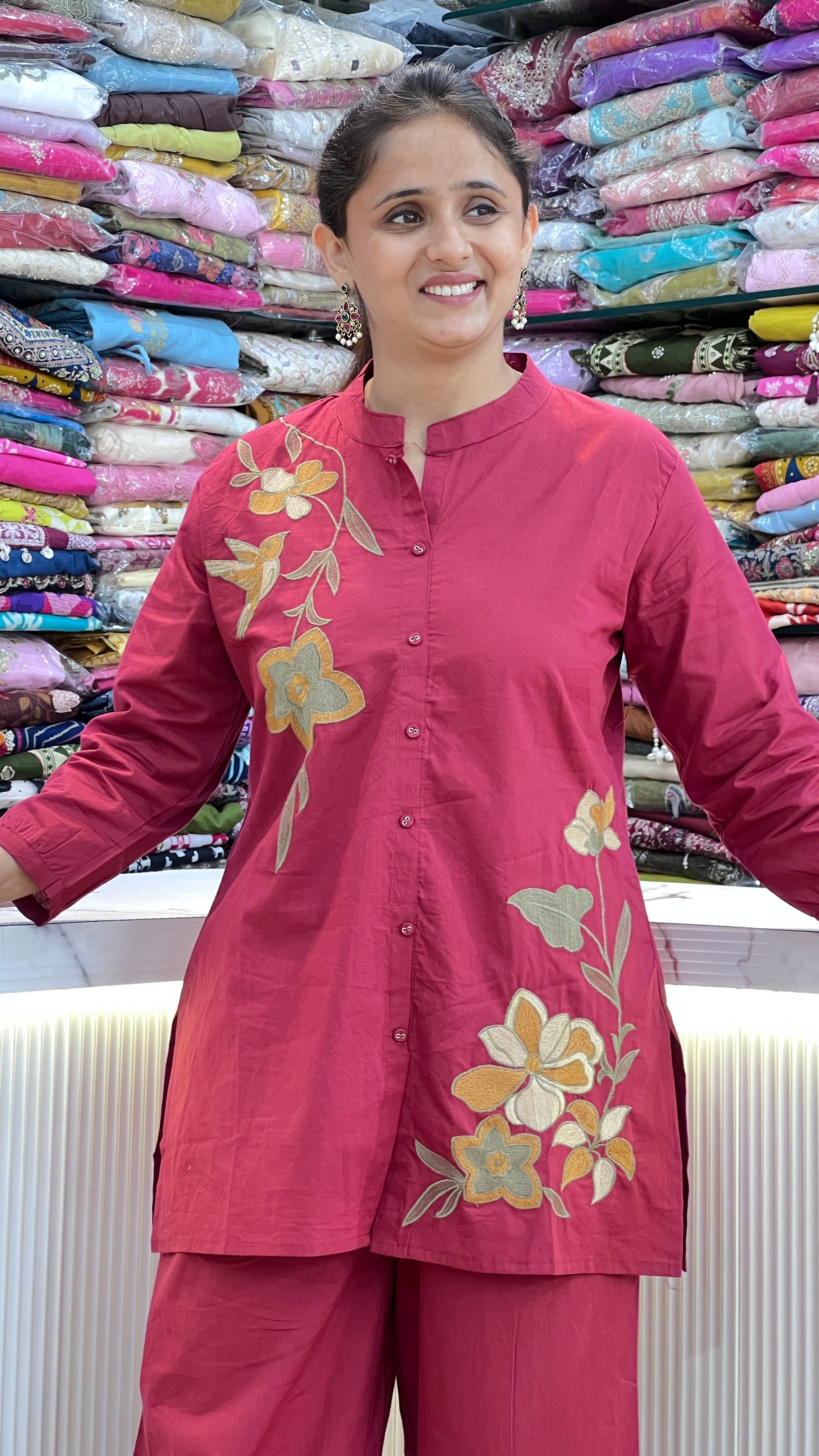 Pure cotton embroidered cord set ( gj 10067 )